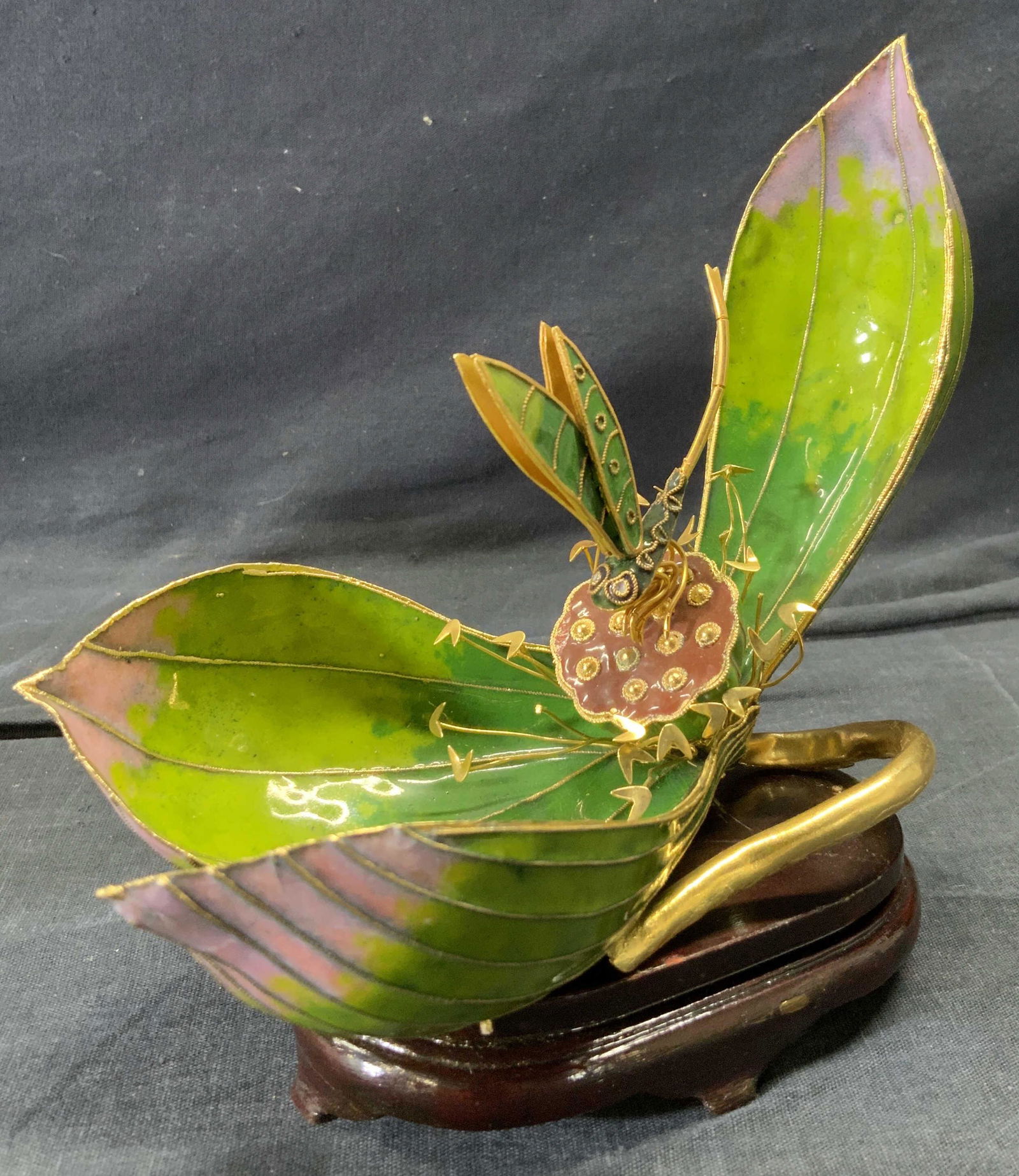Enameled Dragon Fly & Flower Figural (1 of 9)