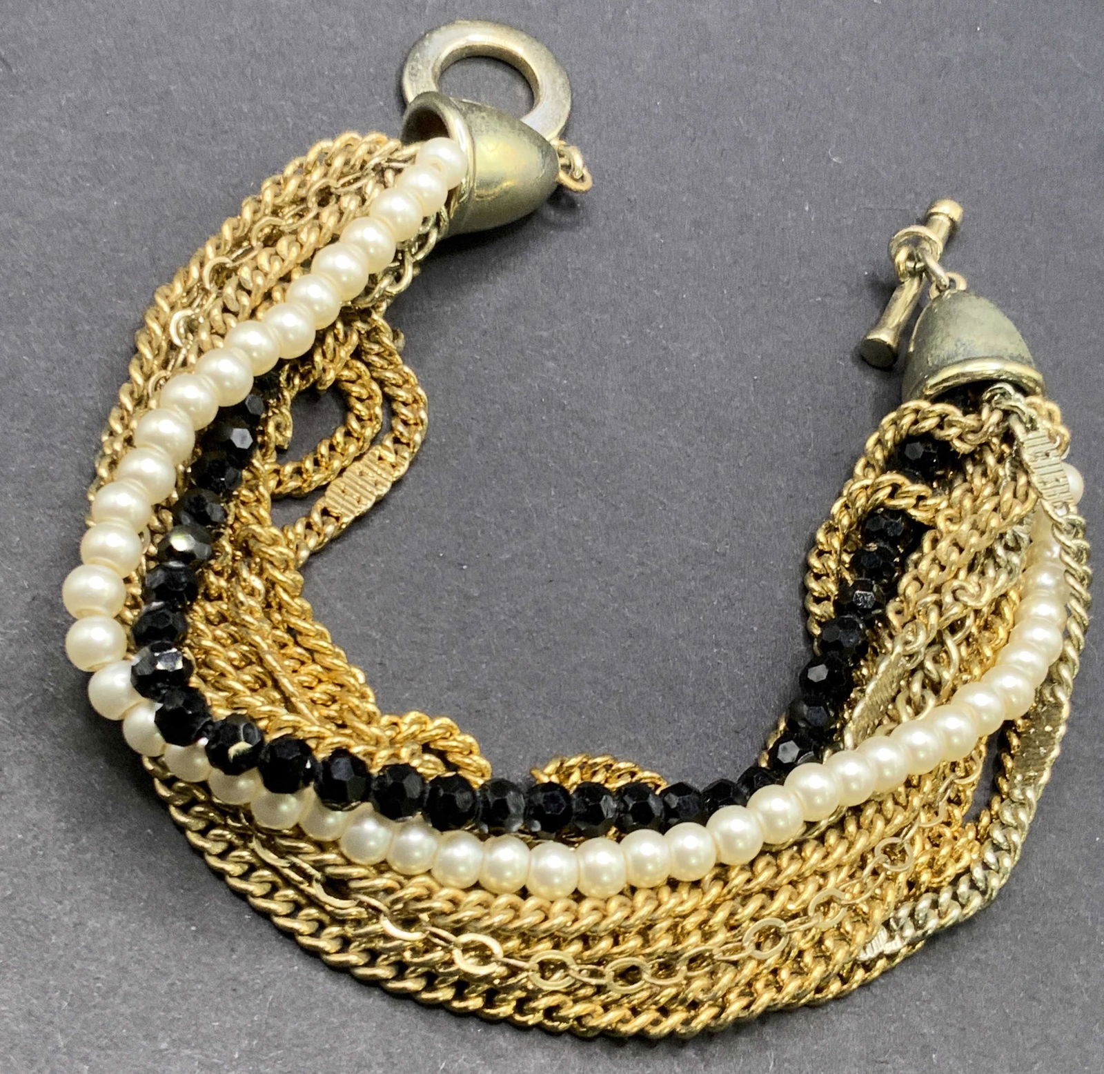 Vintage Multi Chain Pearlescent Toggle Bracelet (1 of 8)