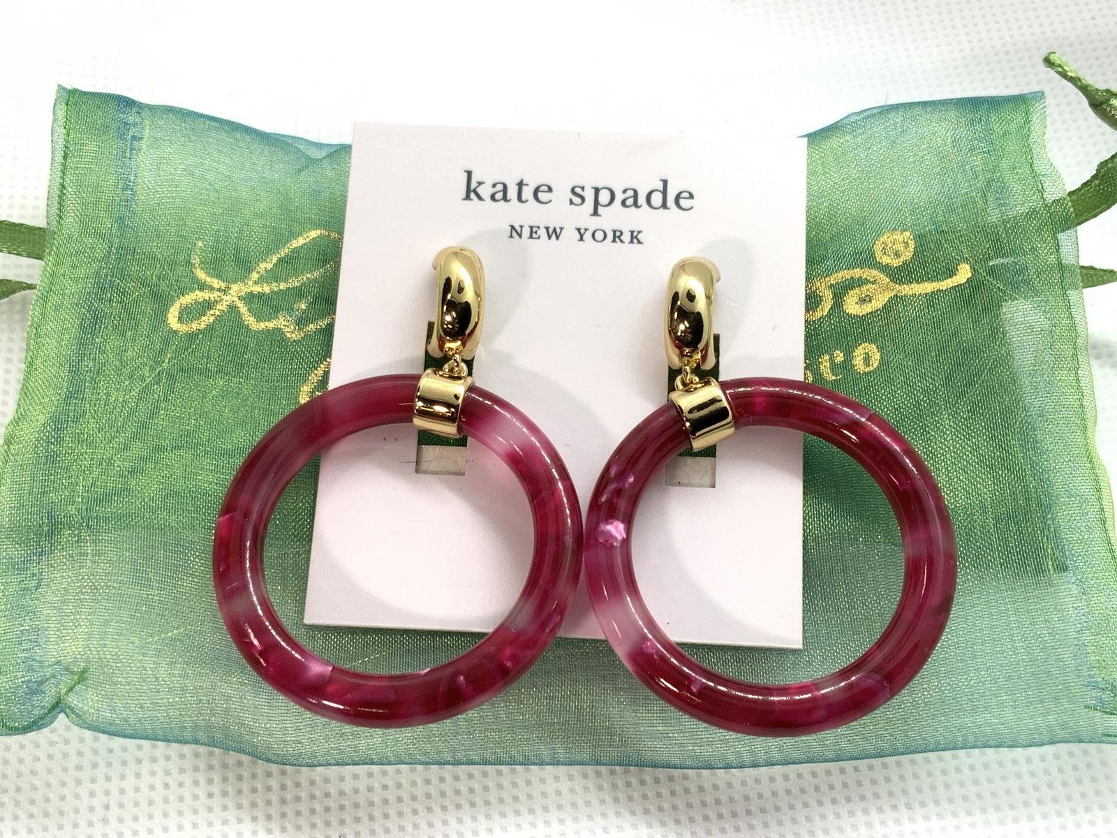 Kate Spade Resinous Magenta Dangle Earrings (1 of 5)