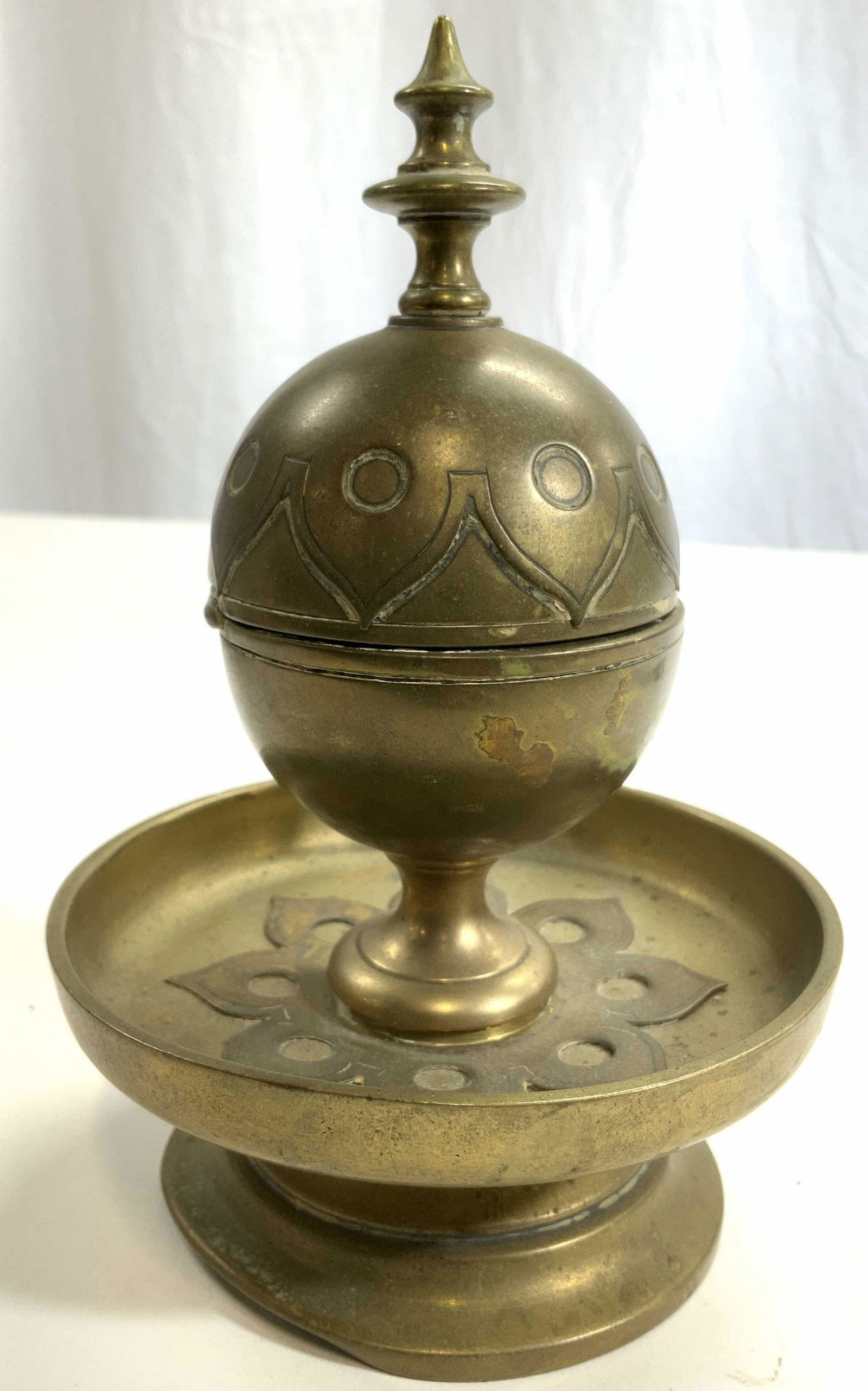 Vintage Brass Incense Burner Censer W Lid (1 of 8)