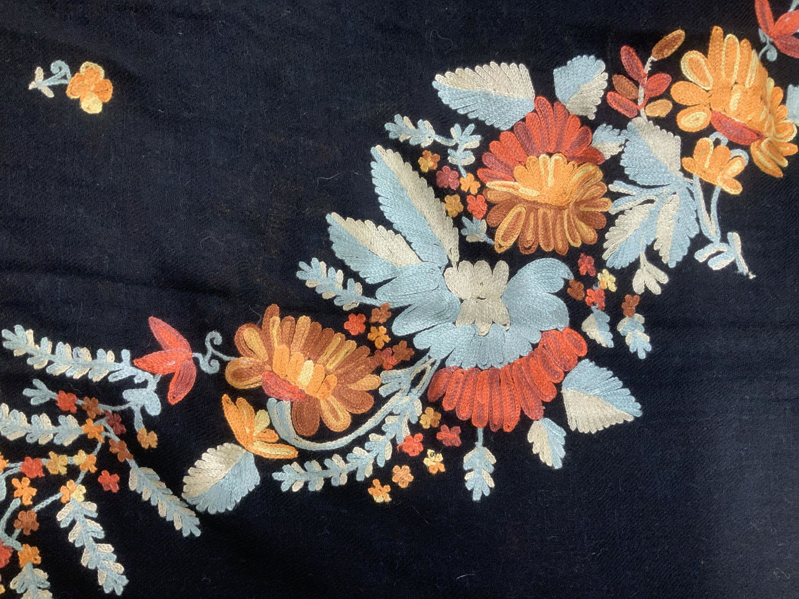 Embroidered Black Pashmina Wrap/ Shawl w Flowers (1 of 6)