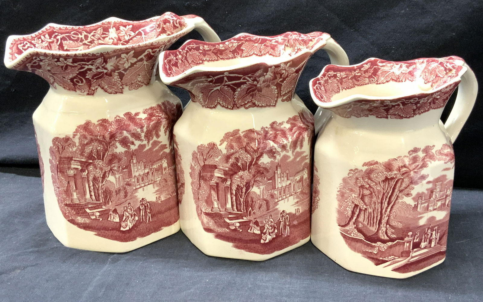 MASONS Vista England Lot of 3 Ironstone Pitchers (1 of 5)