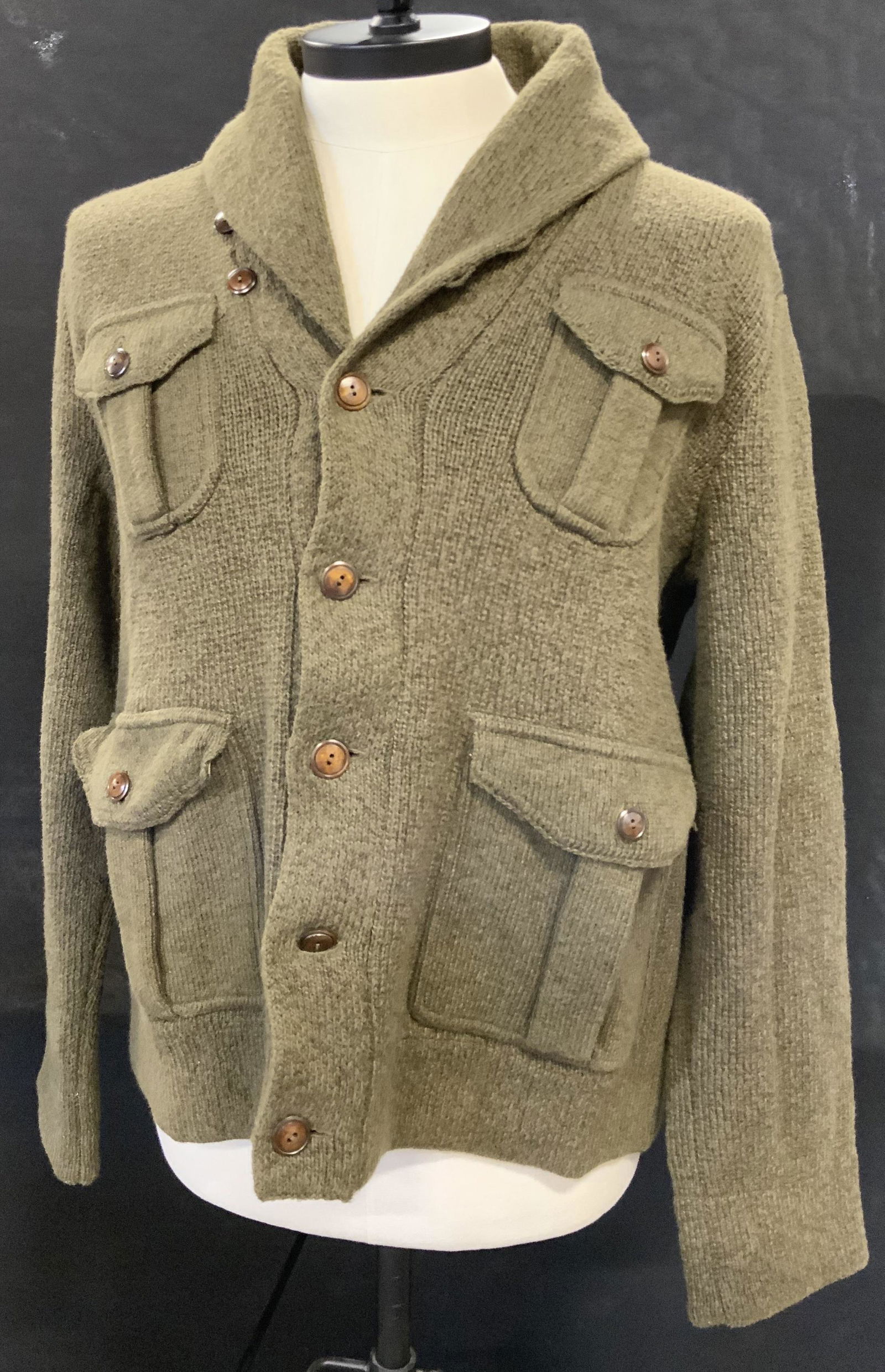 RALPH LAUREN Olive Green Knitted Cotton Jacket (1 of 9)