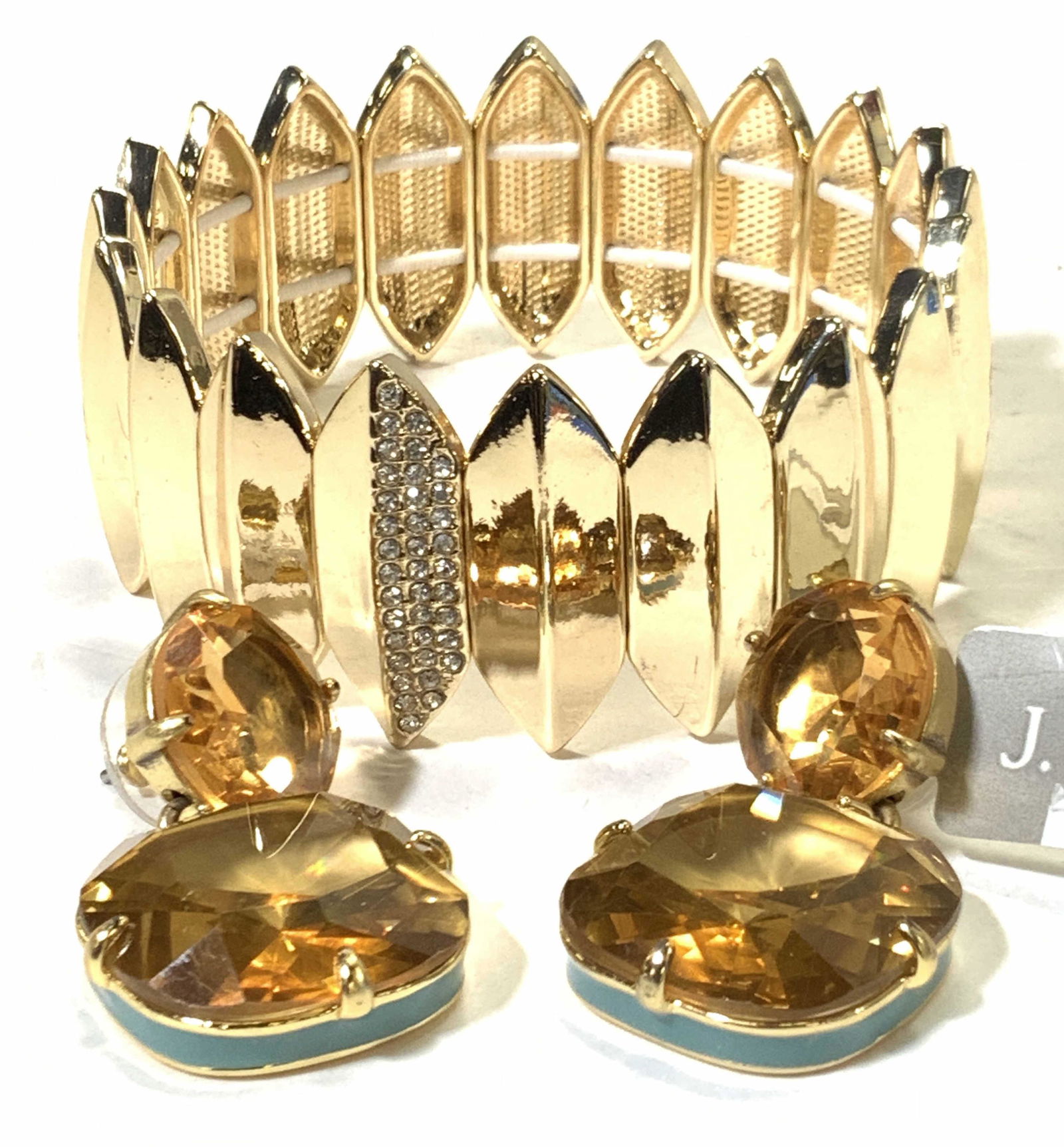 J.Crew Signed Drop Earrings & Stretch Bracelet (1 of 7)