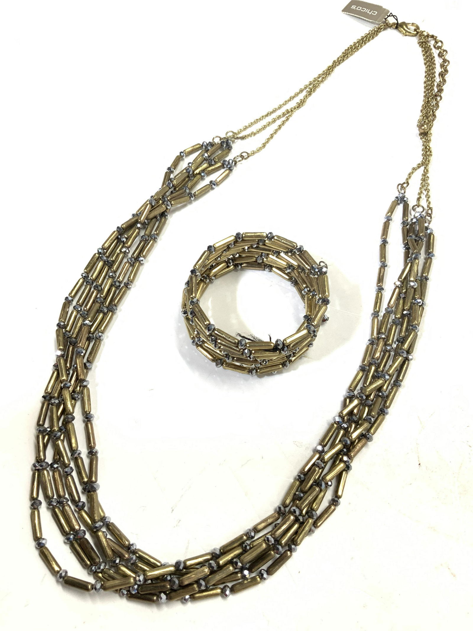 Chicos Signed Gold Toned Bracelet & Necklace Set (1 of 4)