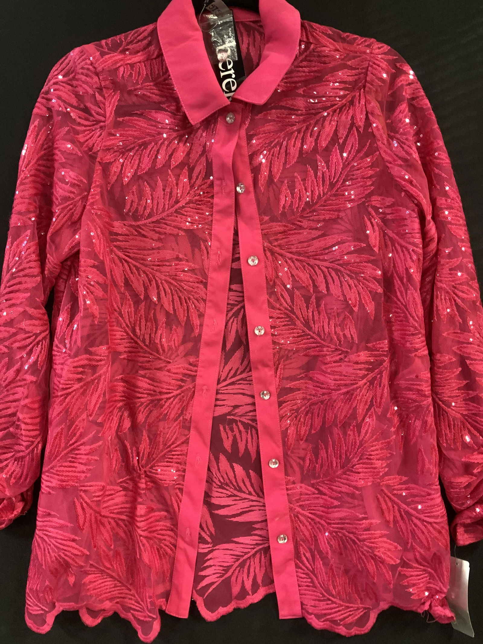 BEREK Never Worn Sheer Polyester Sequin Blouse (1 of 7)