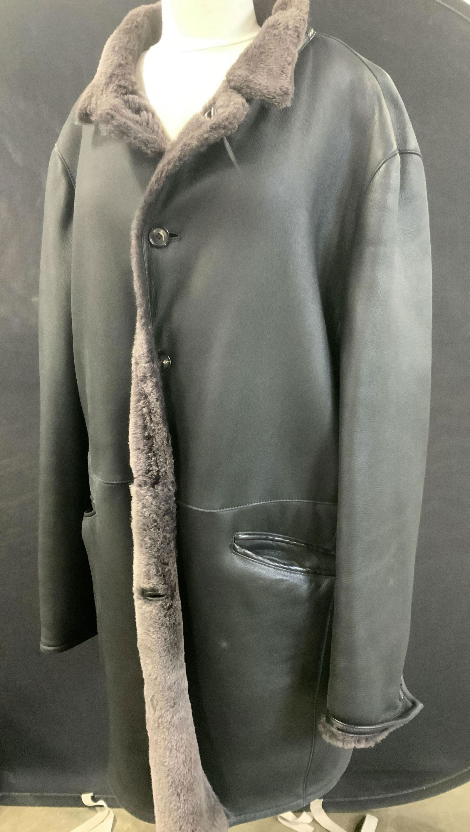 MARIO CALDI Leather Sherpa Coat, Italy (1 of 11)