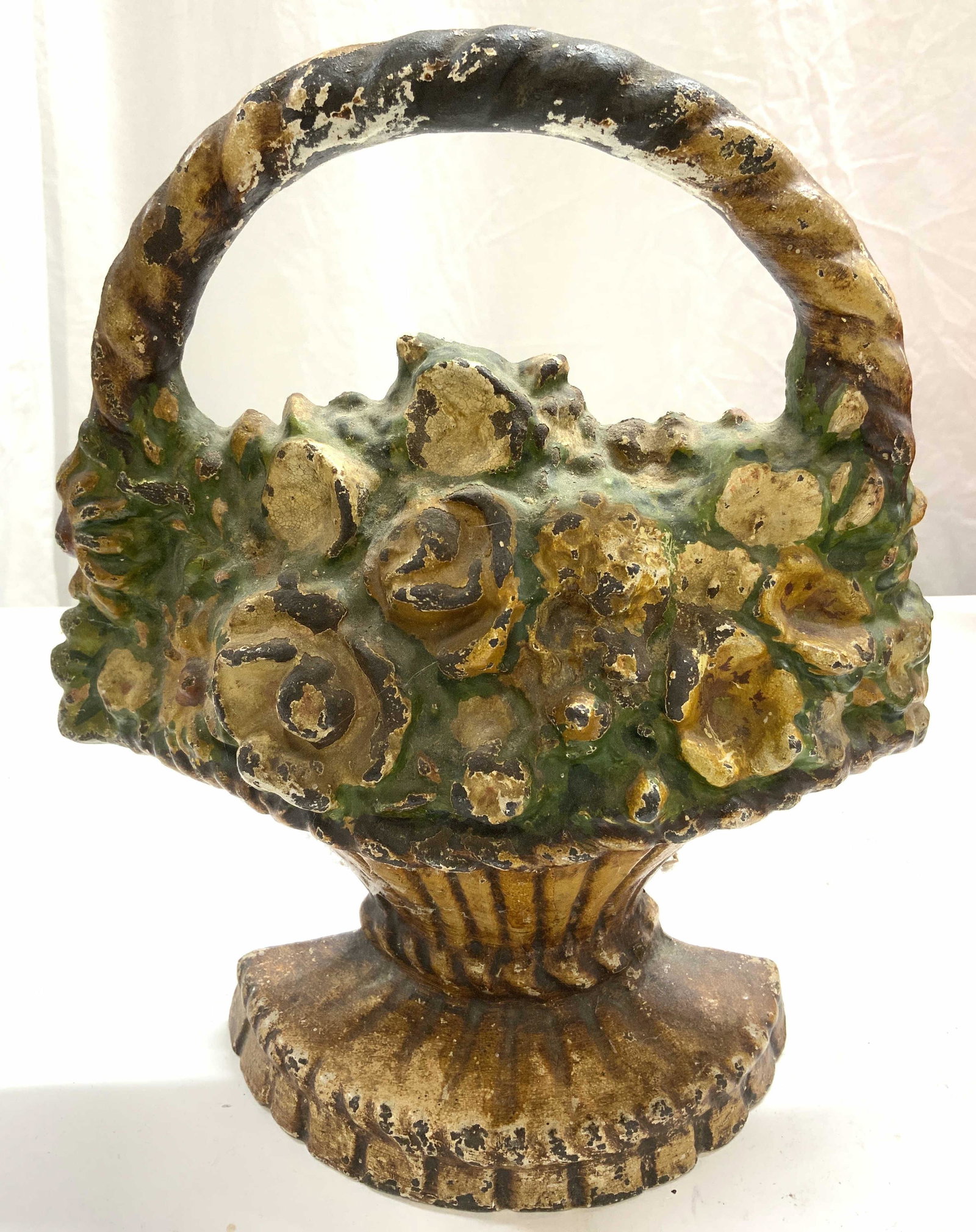 Antique Iron Floral Basket Style Doorstop (1 of 7)