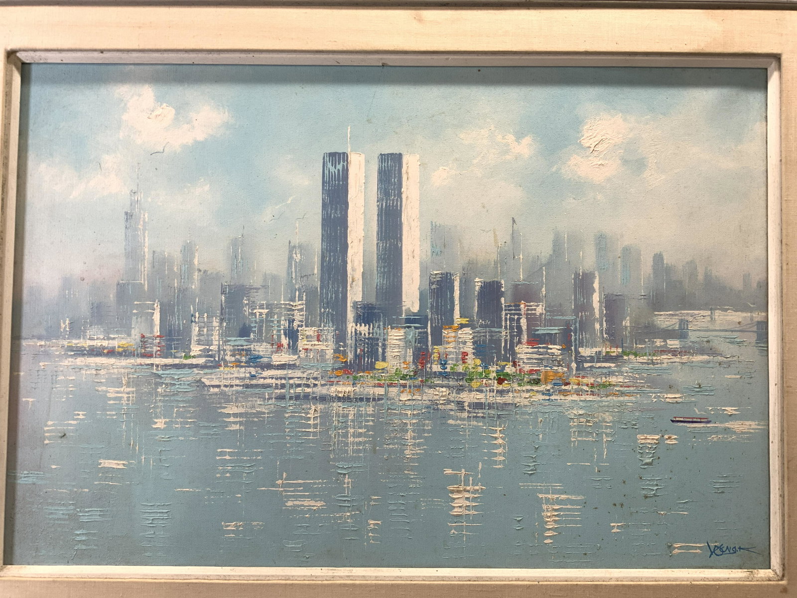 Signed Acrylic on Canvas of Freedom Towers Skyline (1 of 10)