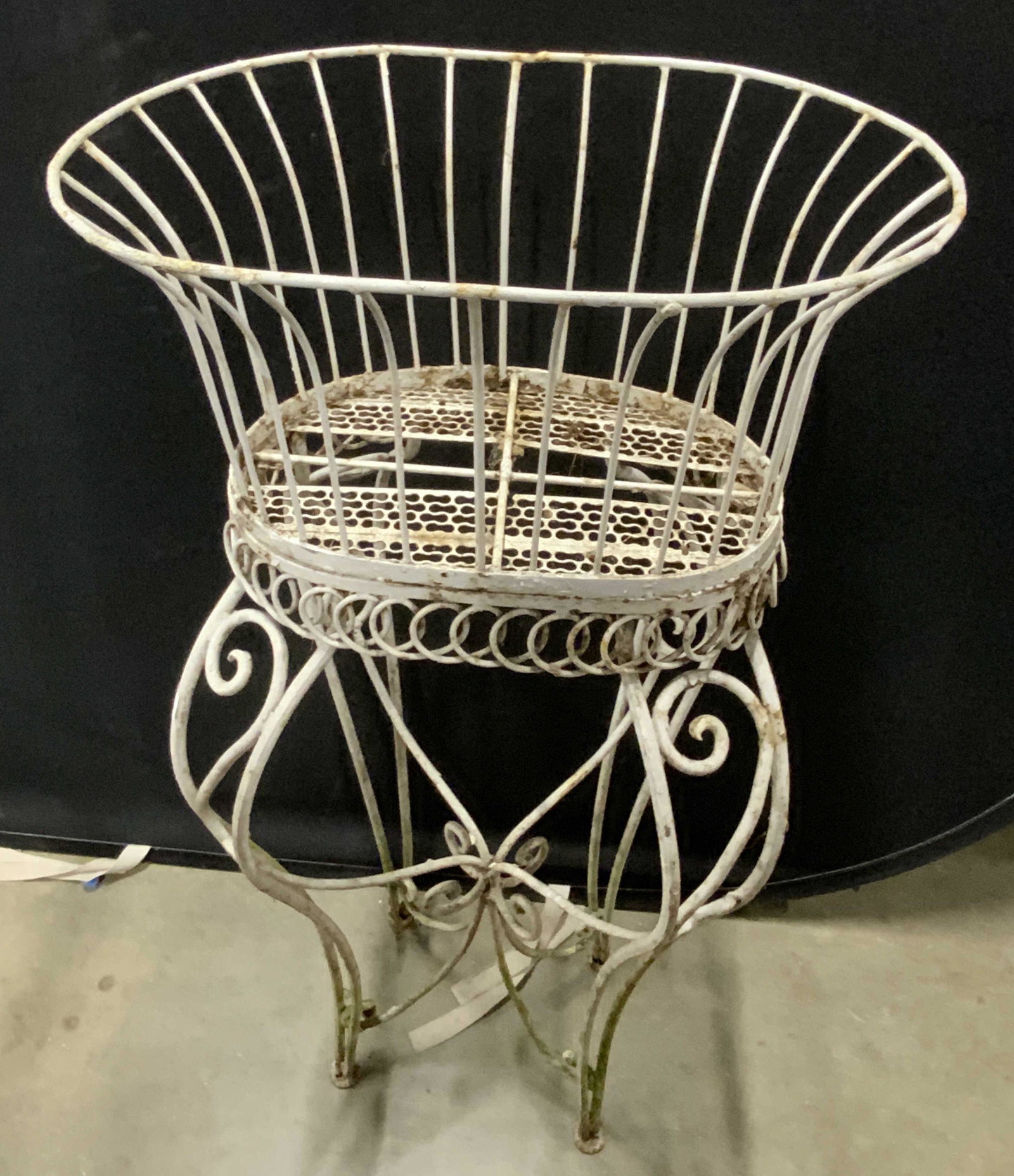 Vintage Painted White Metal Plant Stand, Toleware (1 of 10)