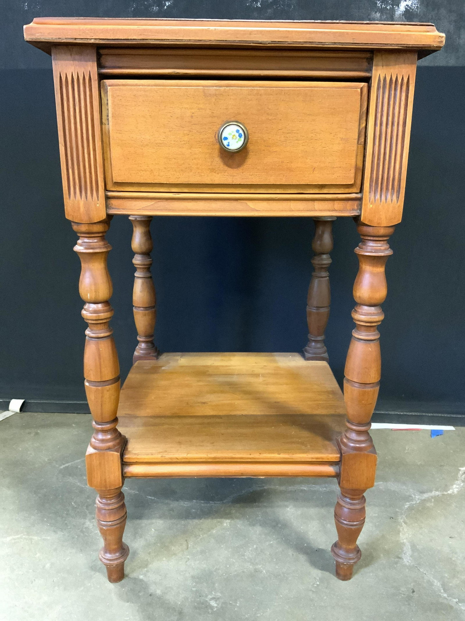 Vintage Carved Wooden Side Table W Drawer (1 of 9)