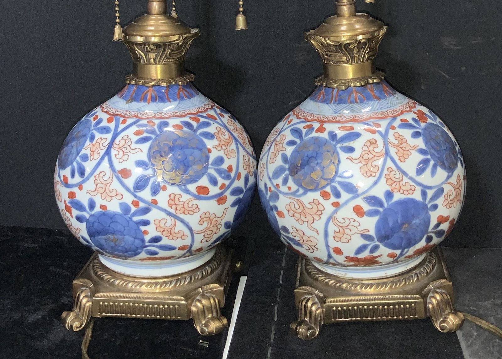 Pair Imari Style Porcelain and Brass Lamps (1 of 12)