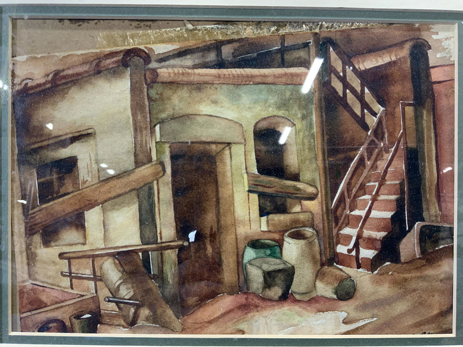 Framed Watercolor of Old West Adobe Home (1 of 6)