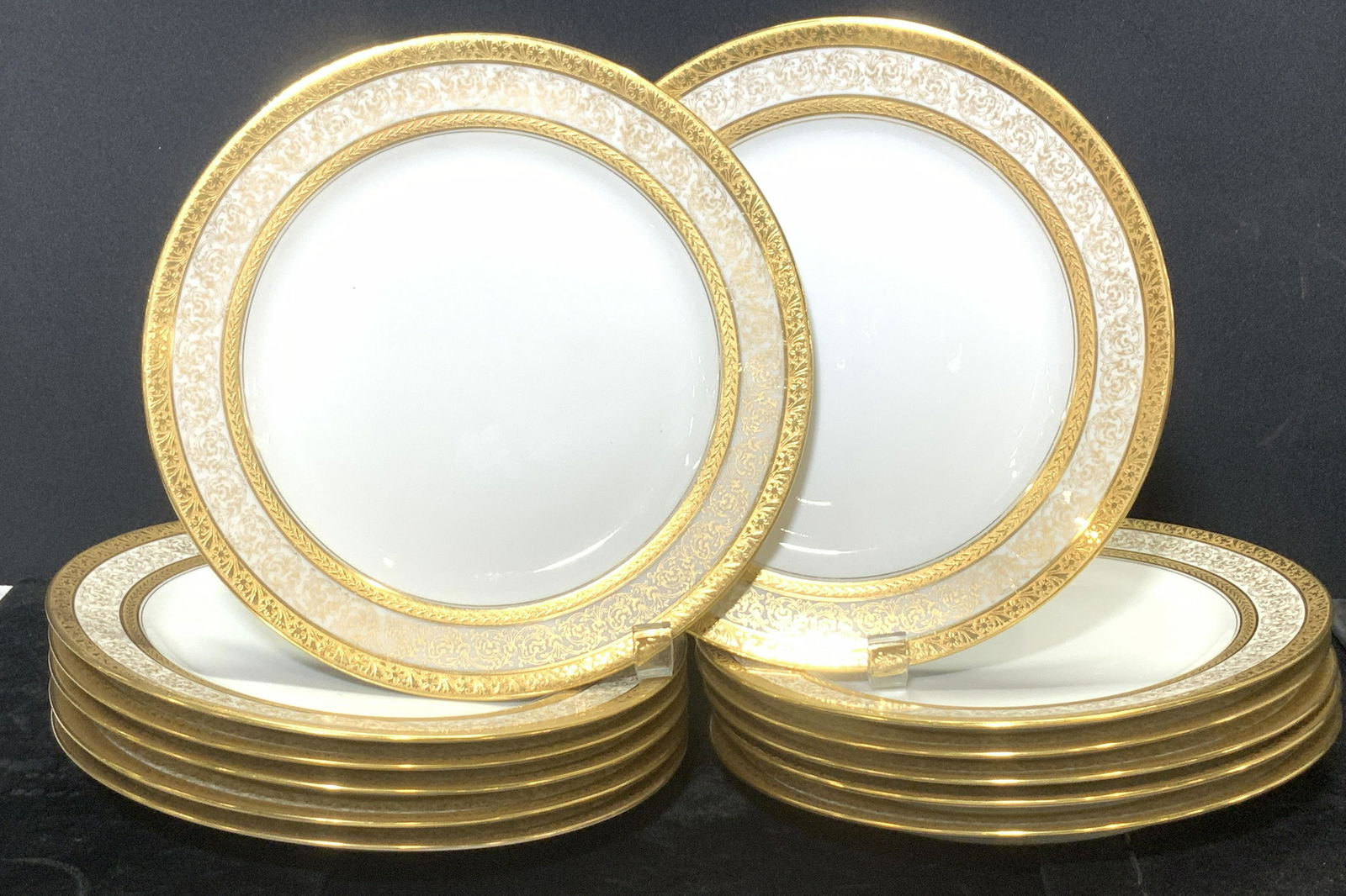 J. Pouyat Limoges France China Plate Set 12, FR (1 of 8)