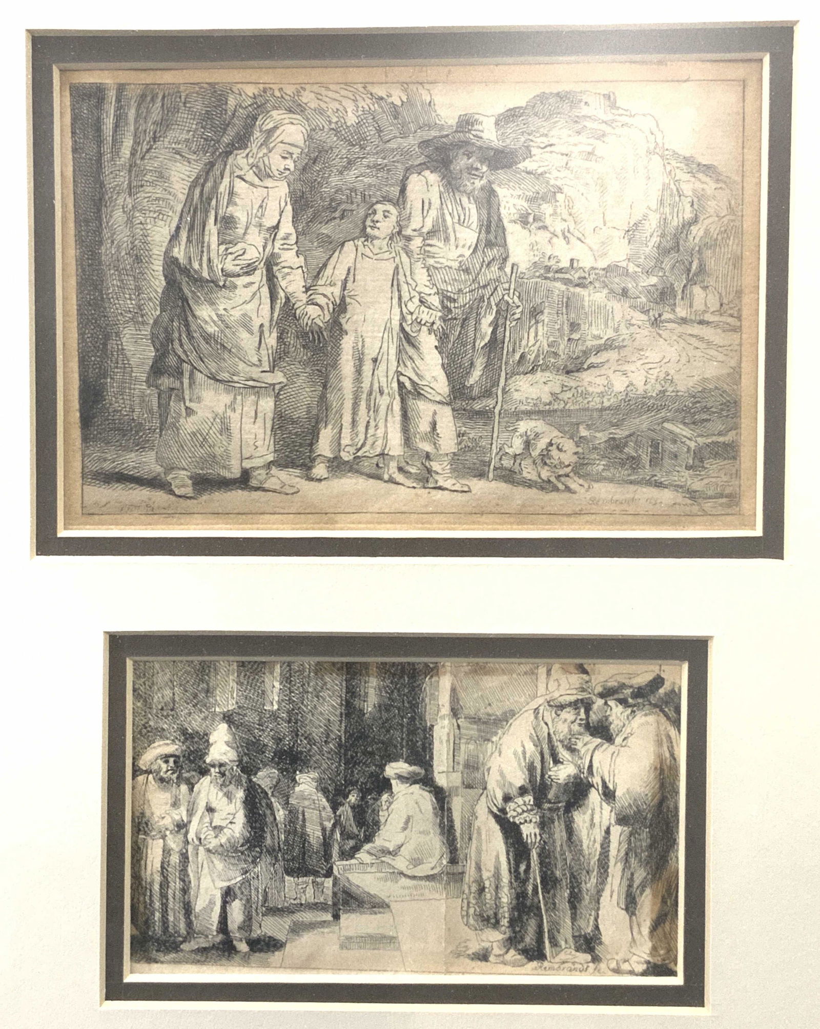 REMBRANDT Two Signed Engraved Prints (1 of 7)
