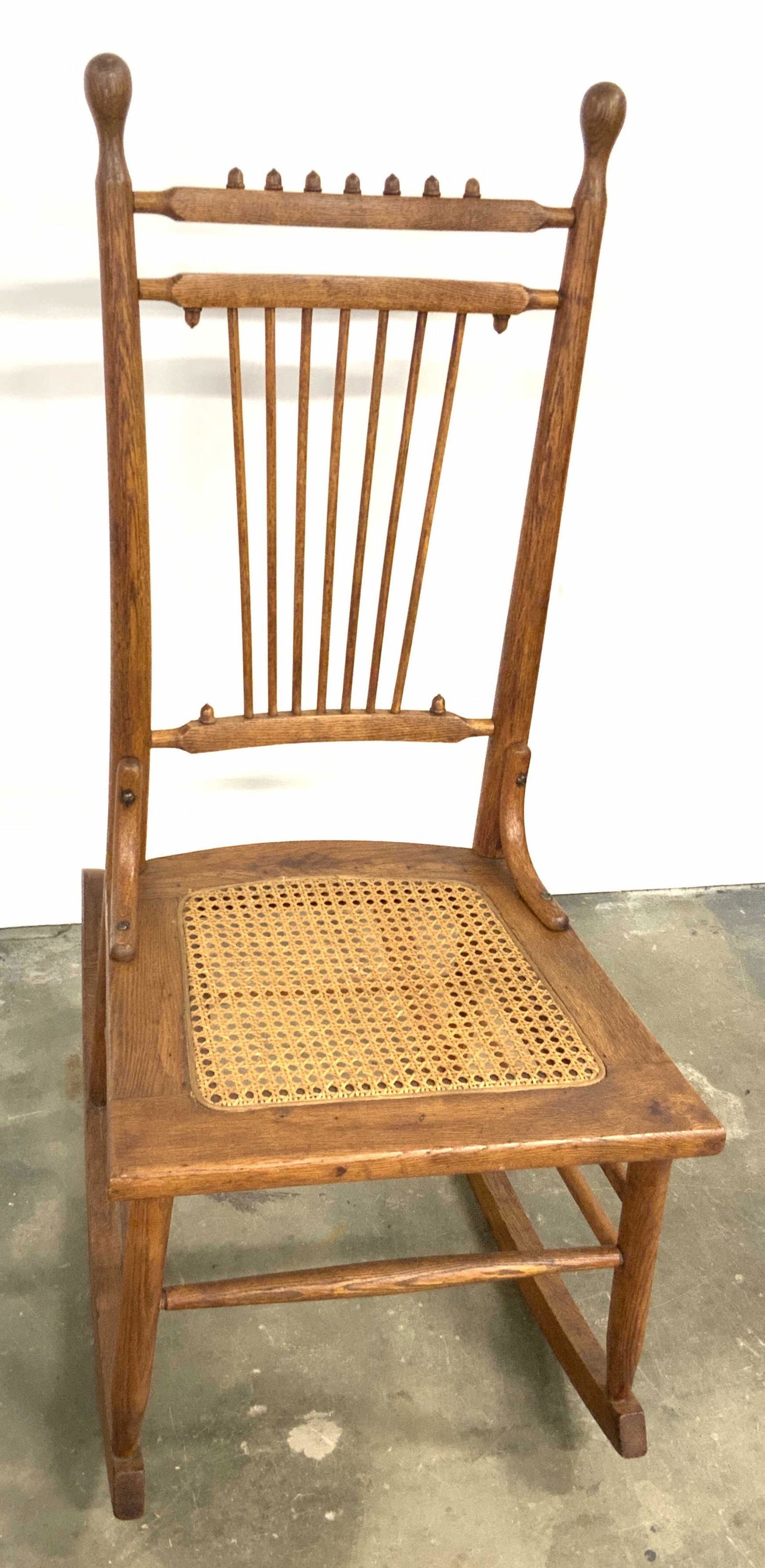 Vintage Wooden Rocking Chair With Caned Seat (1 of 10)