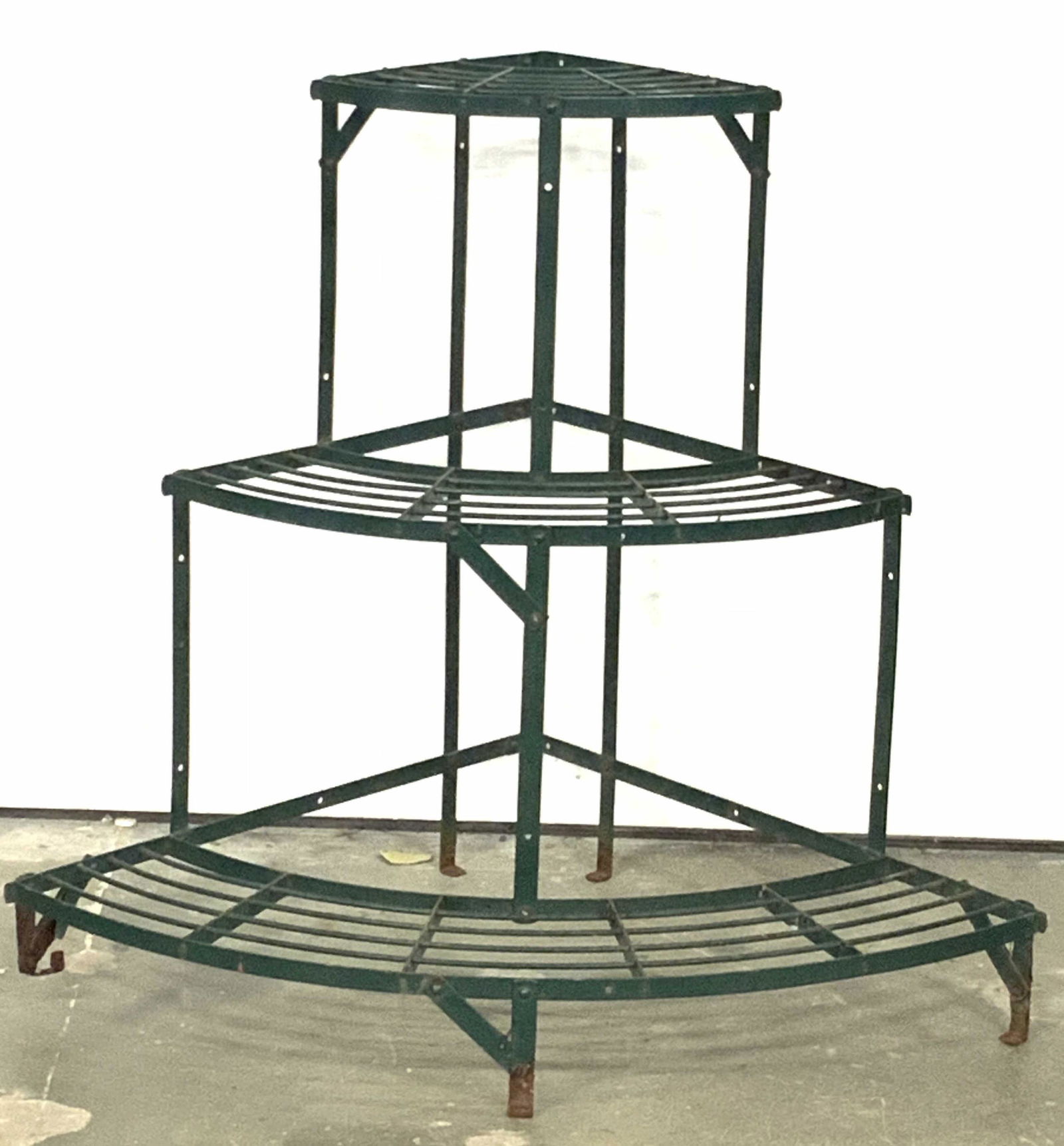 Vintage Three Tier Painted Green Metal Plant Stand (1 of 8)