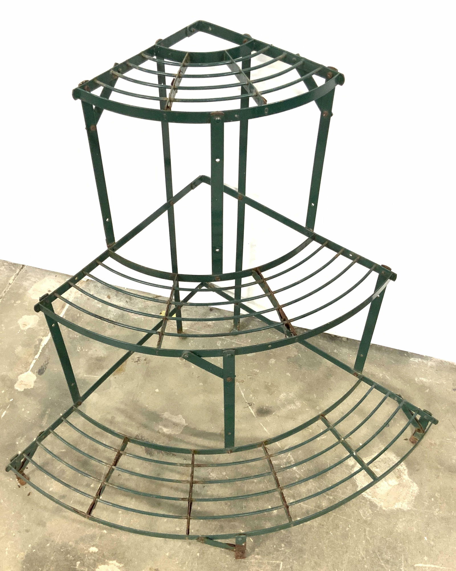 Vintage Three Tier Painted Green Metal Plant Stand (1 of 9)