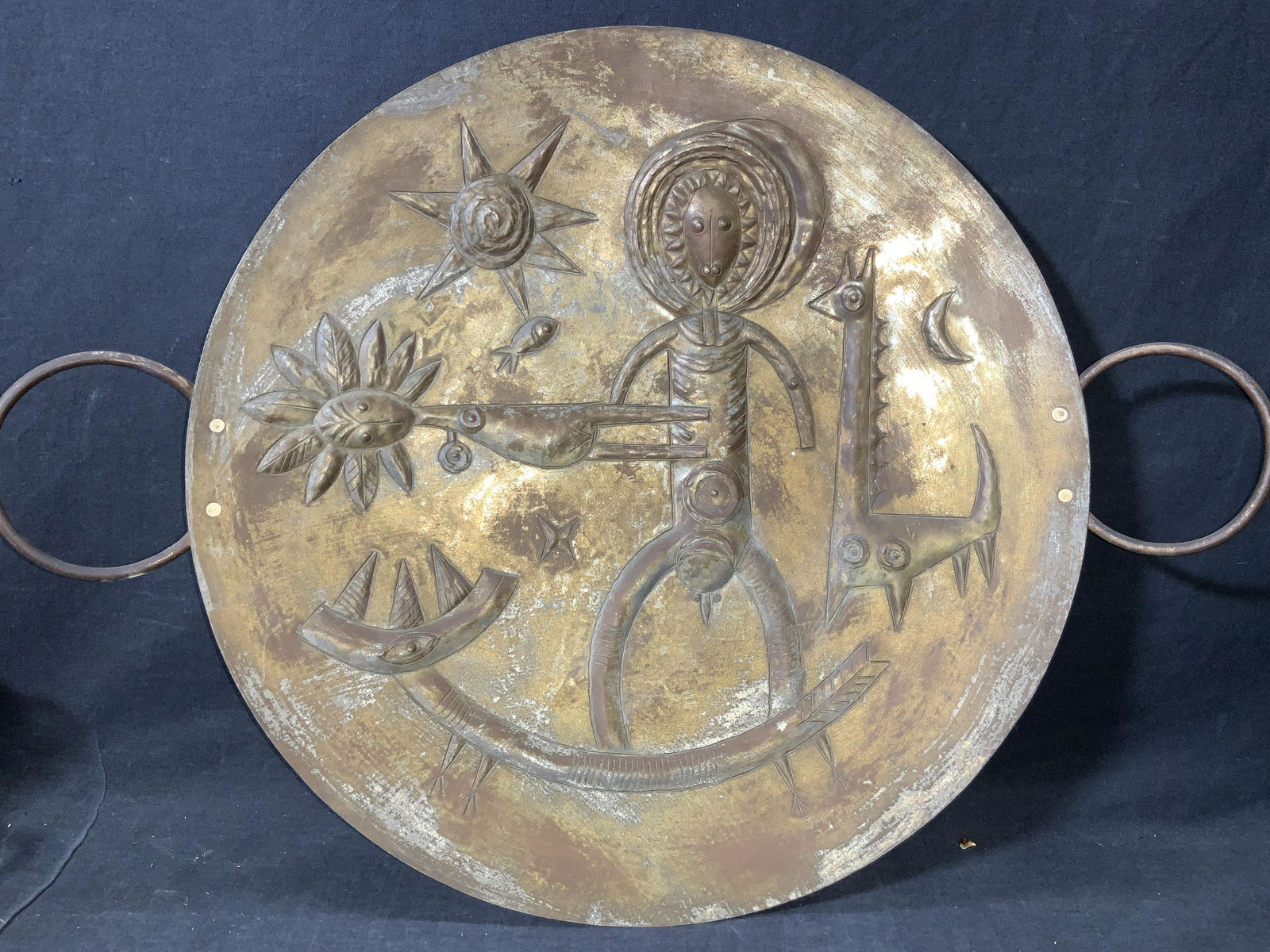 Painted White Metal Hand Made Relief Plate, Israel (1 of 6)