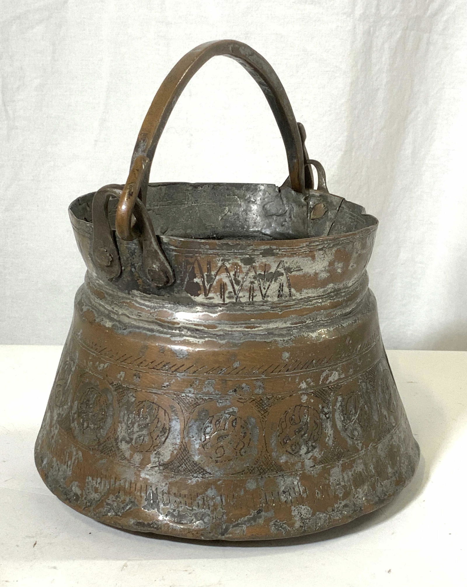 Signed Hand Crafted Metal Hanging Hearth Pot (1 of 5)