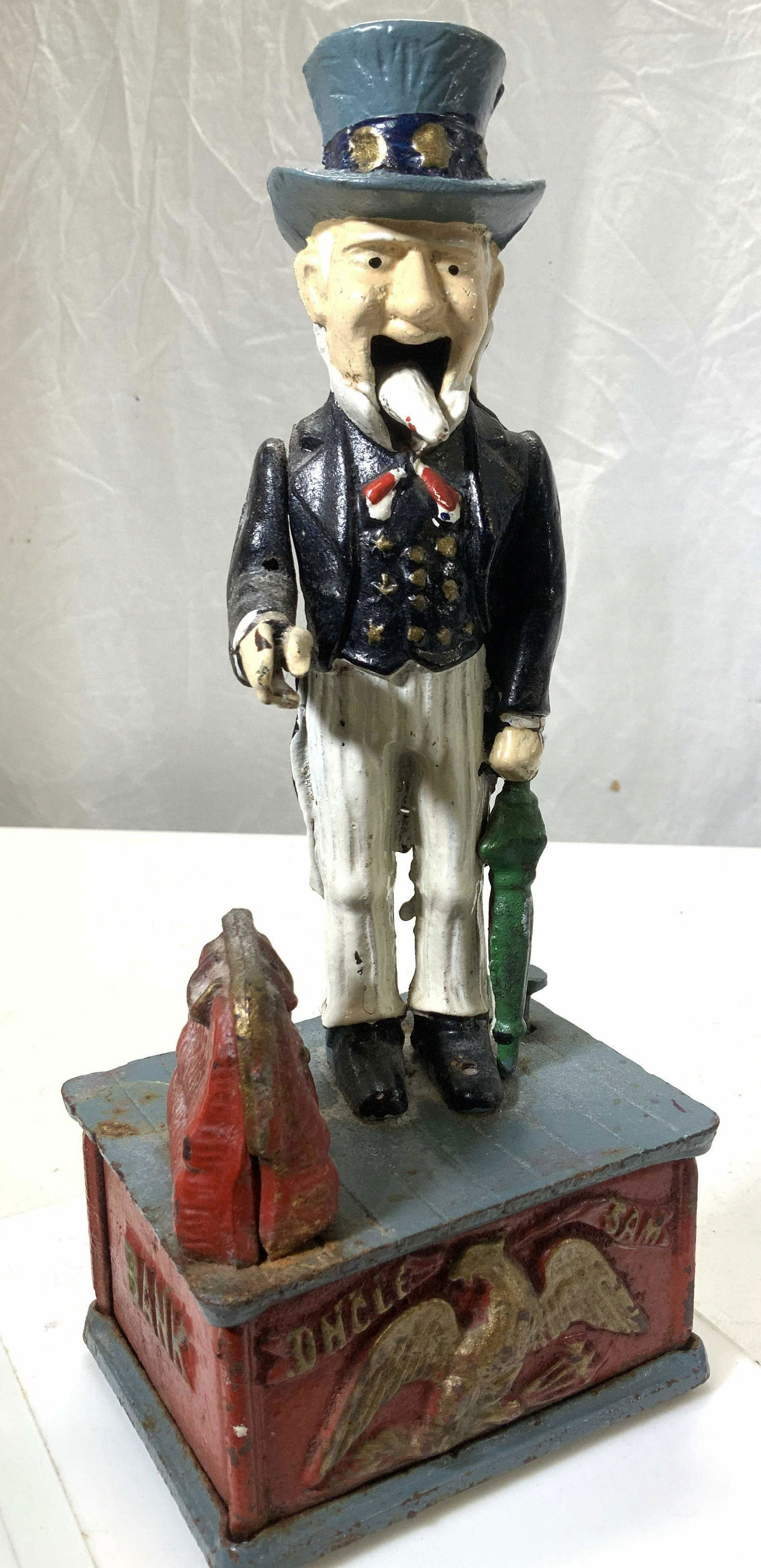 Uncle Sam Hallmarked Mechanical Iron Coin Bank (1 of 8)