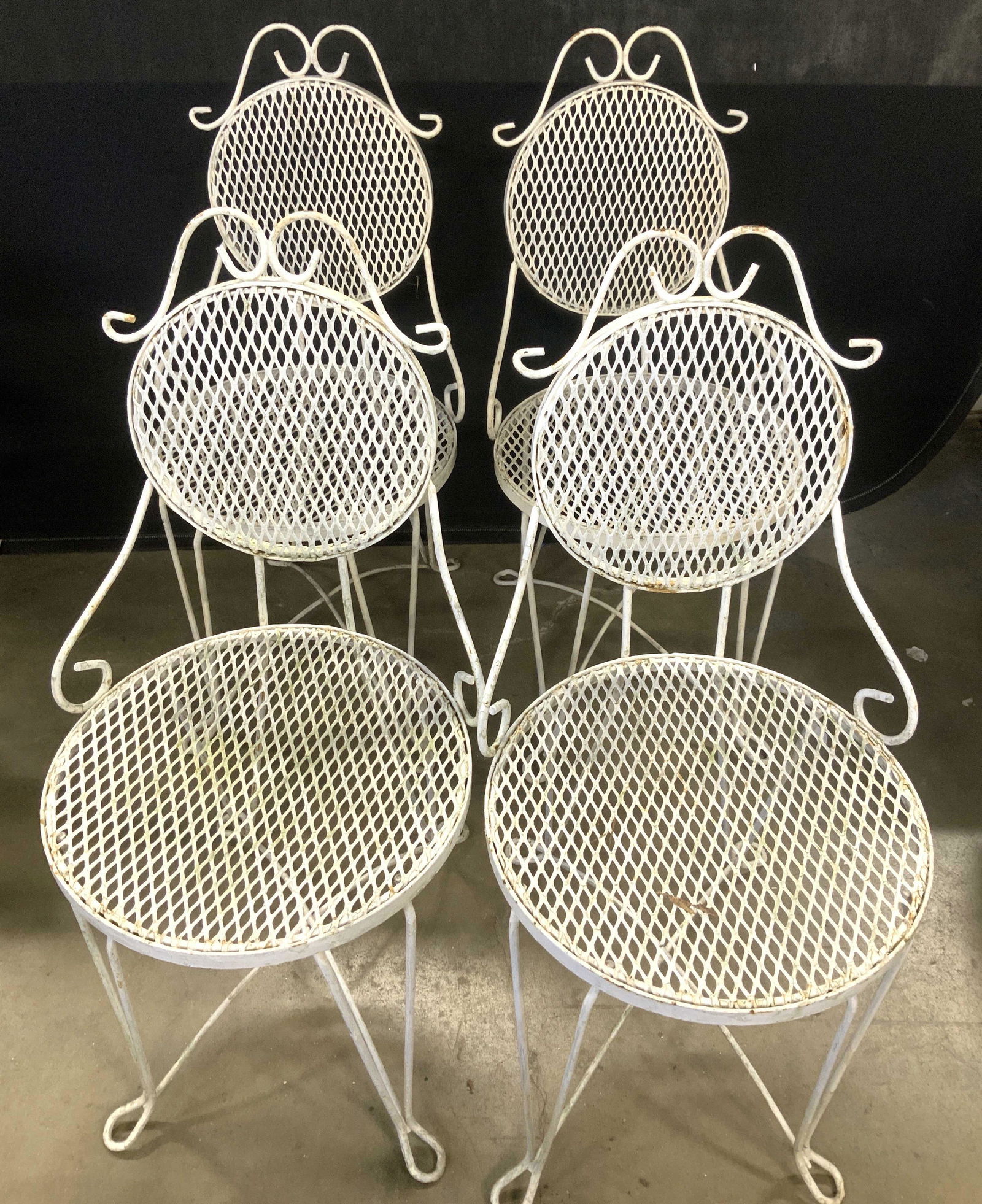 Antique Painted Iron Outdoor Bistro Chair Set 4 (1 of 10)