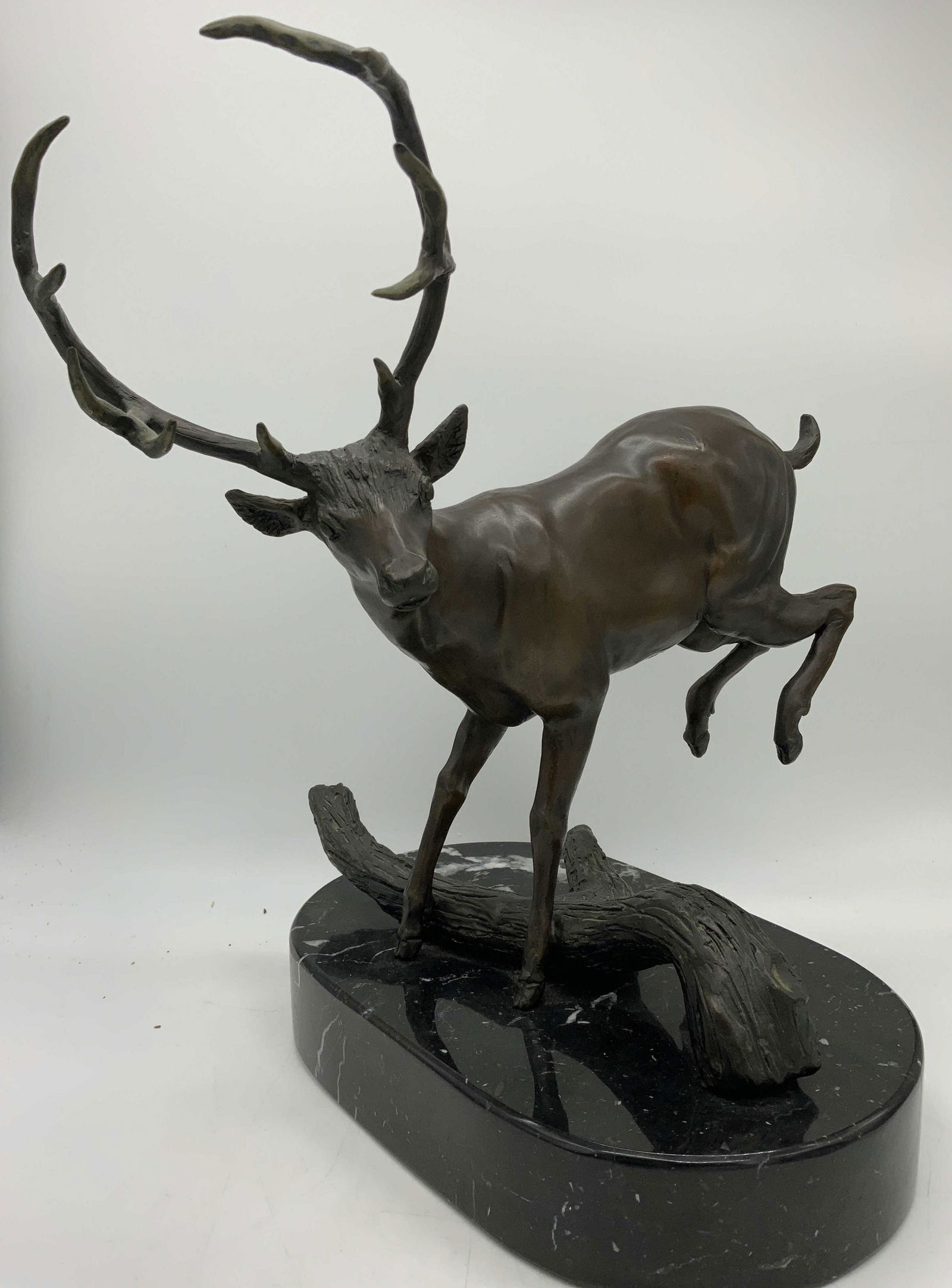 Bronze Deer Figure Sculpture on Marble (1 of 10)