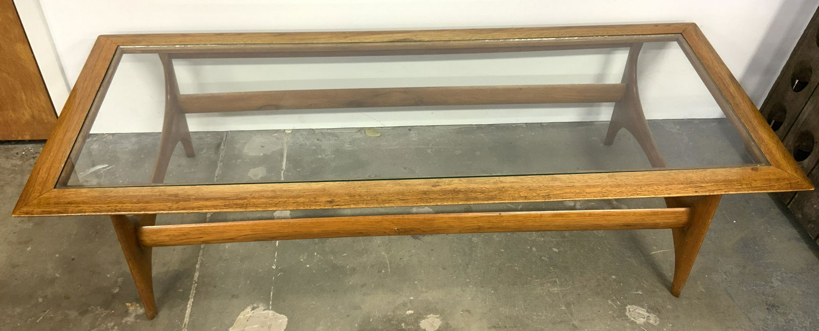 Mid Century Modern Glass Top Wooden Coffee Table (1 of 10)