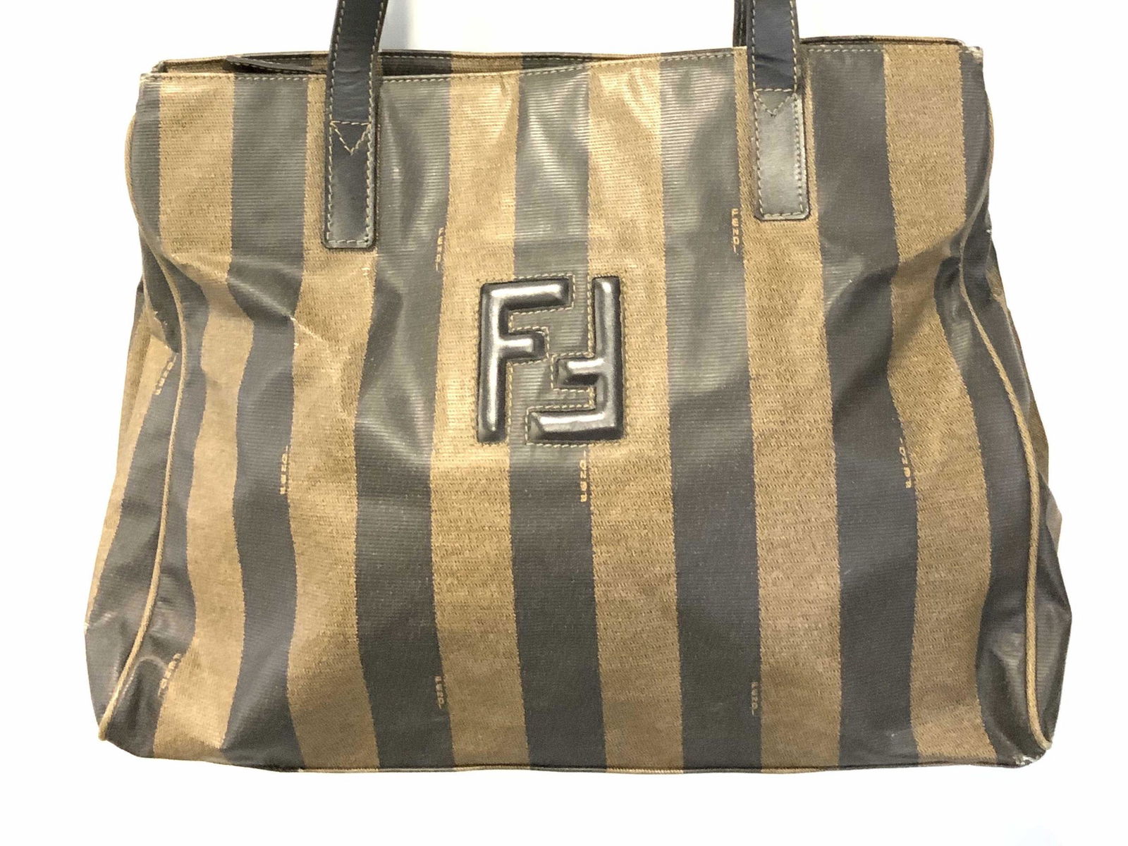 FENDI Vintage Italian Leather Style Striped Purse (1 of 17)