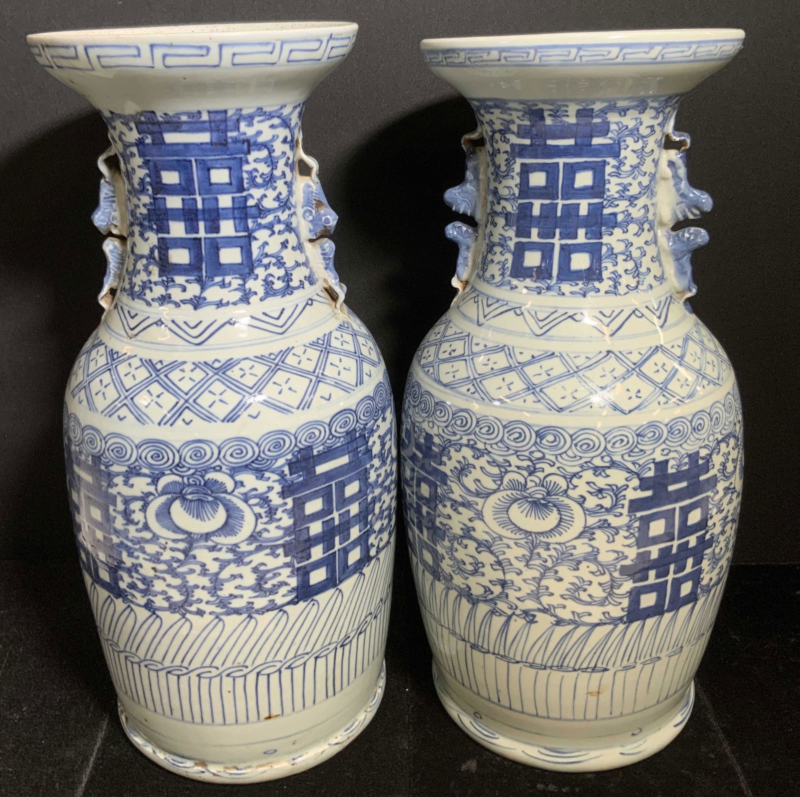 Pr Vntg Hand Painted Asian Ceramic Oversized Vases (1 of 19)