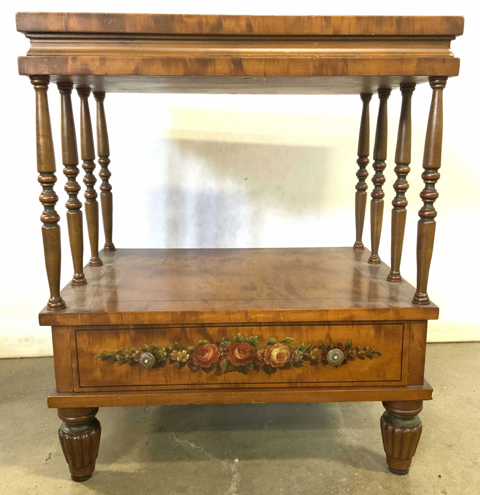 Vintage Hand Painted Footed Wooden Side Table (1 of 13)