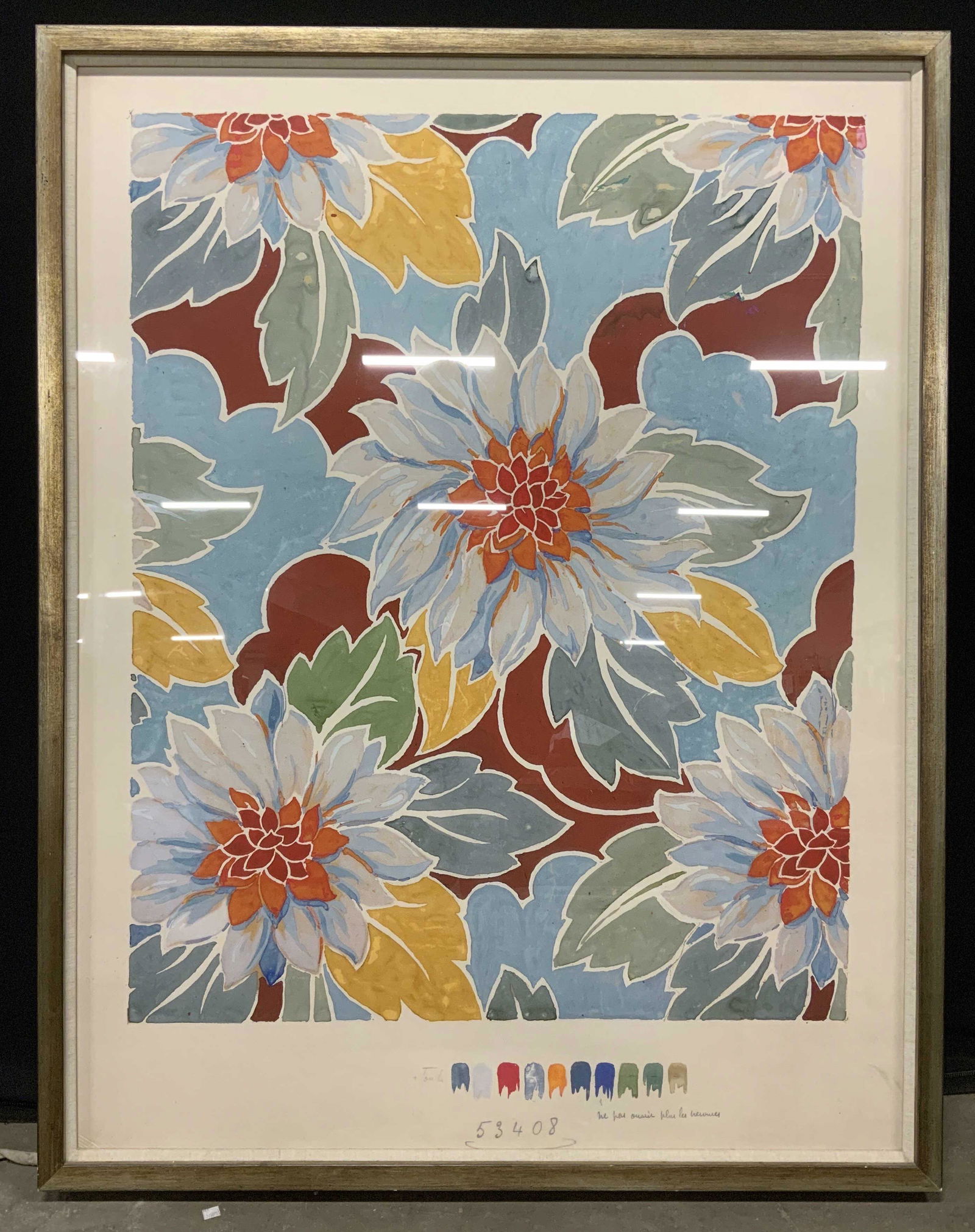 XL Framed Lithograph of Gouache Flowers (1 of 9)