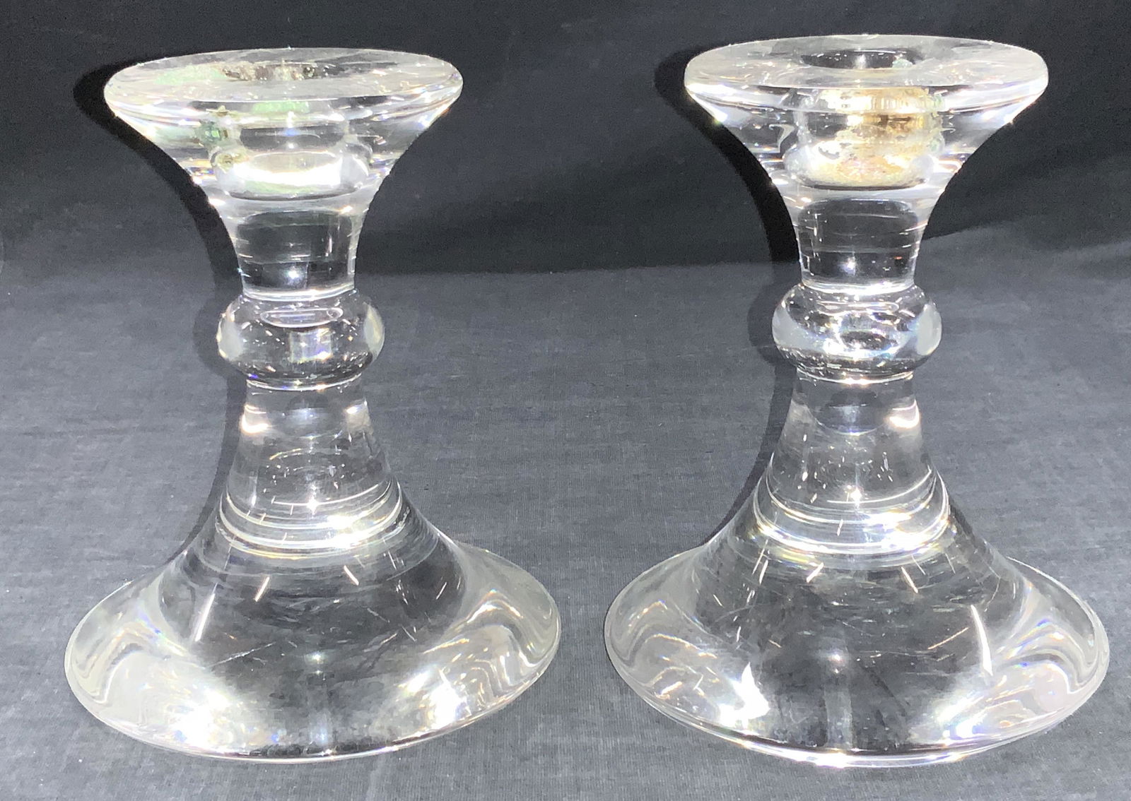 Val Saint Lambert Pair Crystal Candle Holders (1 of 9)