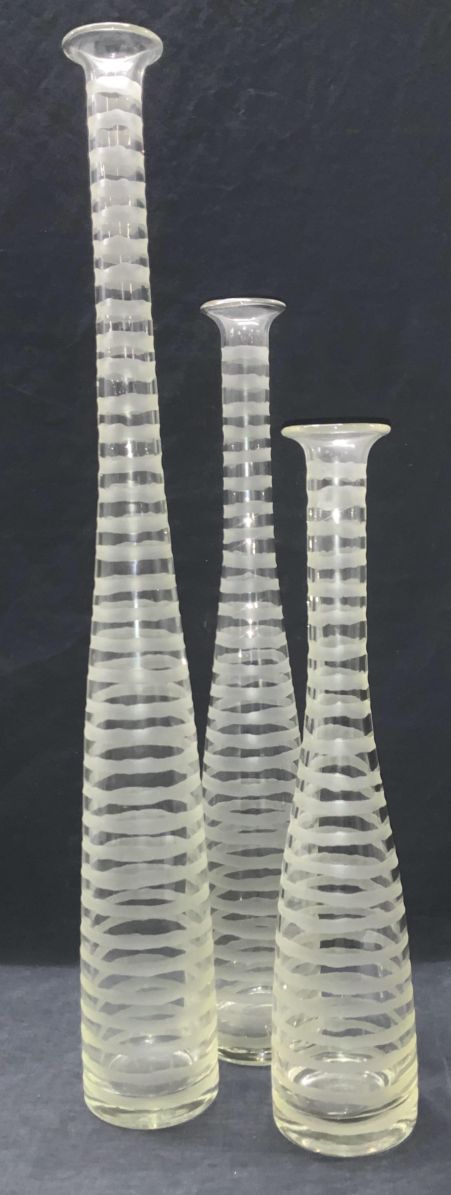 Set Mid Century Tubular Art Glass Vases (1 of 7)