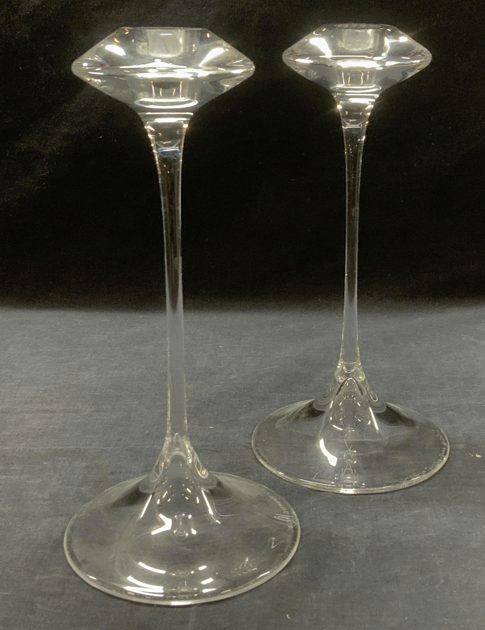 KOSTA BODA SIGNED CRYSTAL STEM CANDLESTICKS (1 of 7)