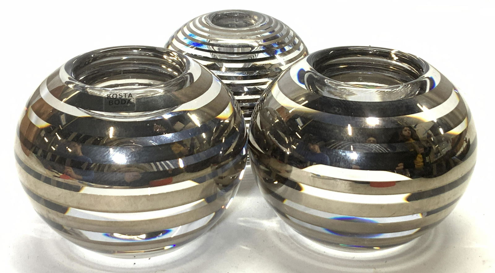 KOSTA BODA Sgn Crystal Sphere Candle Holders, 3 (1 of 10)