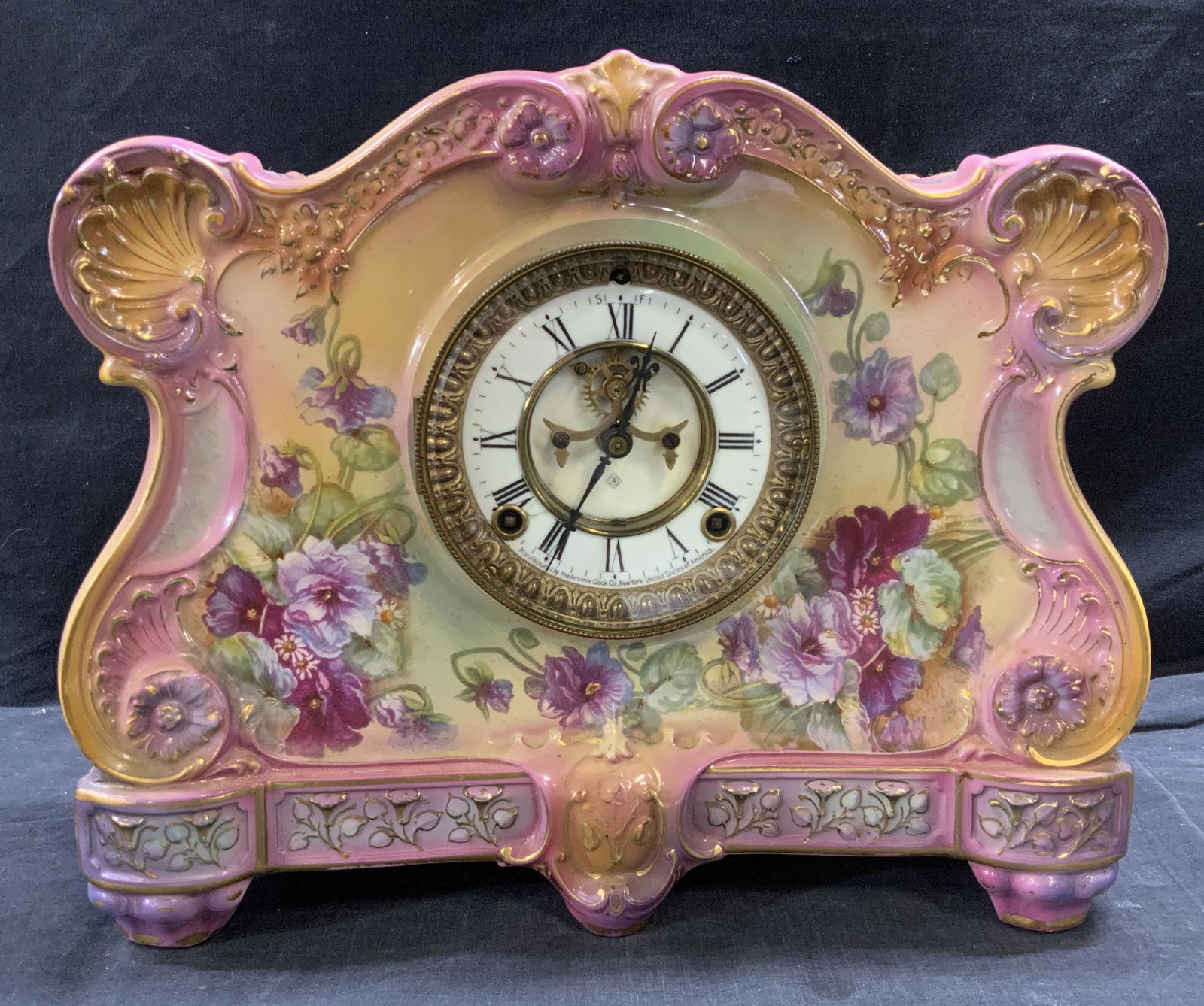 Antique ANSONIA ROYAL BONN Porcelain Mantel Clock (1 of 8)