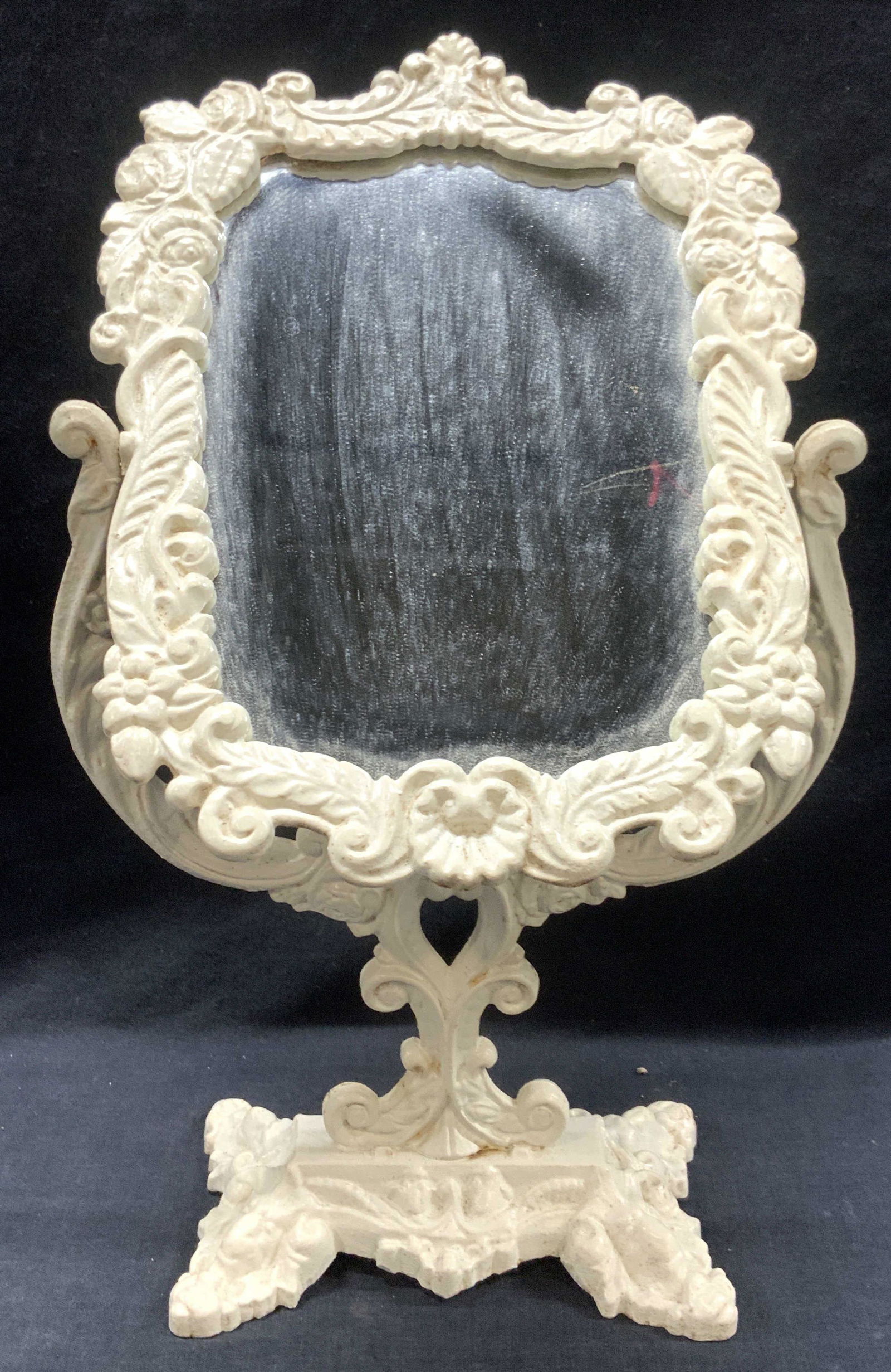 Cast Iron Painted Vanity Swivel Footed Mirror (1 of 11)