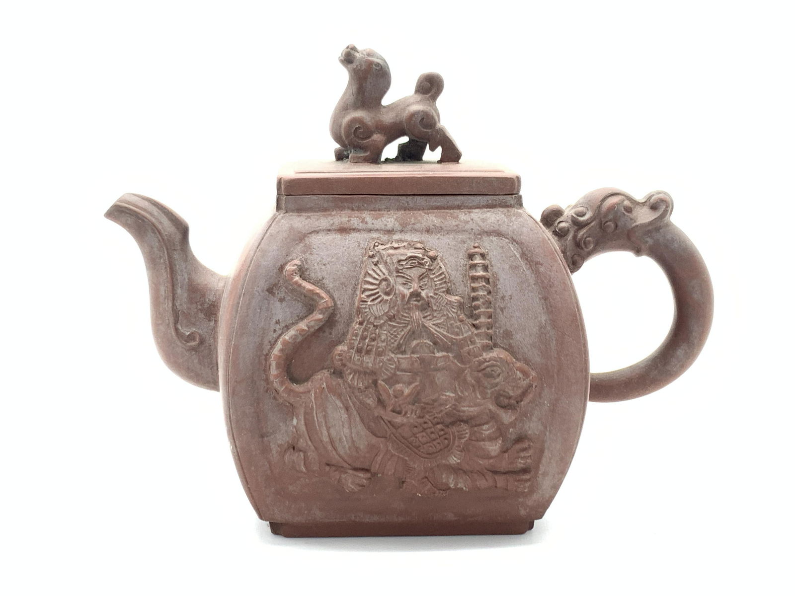 SIGNED Vintage Terracotta Foo Dog Tea Pot (1 of 12)