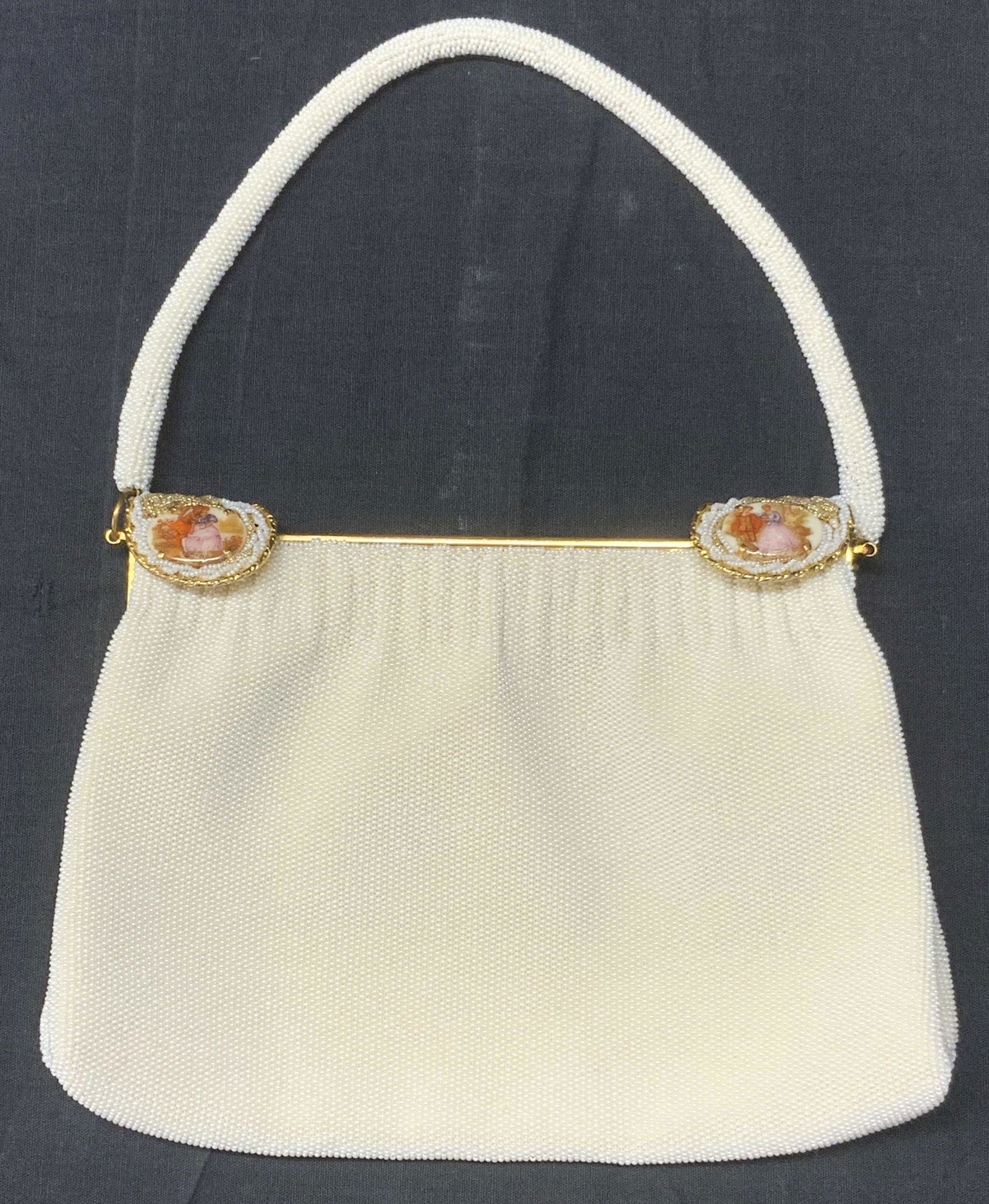 Vintage Handmade Glass Beaded Purse, FRANCE (1 of 11)