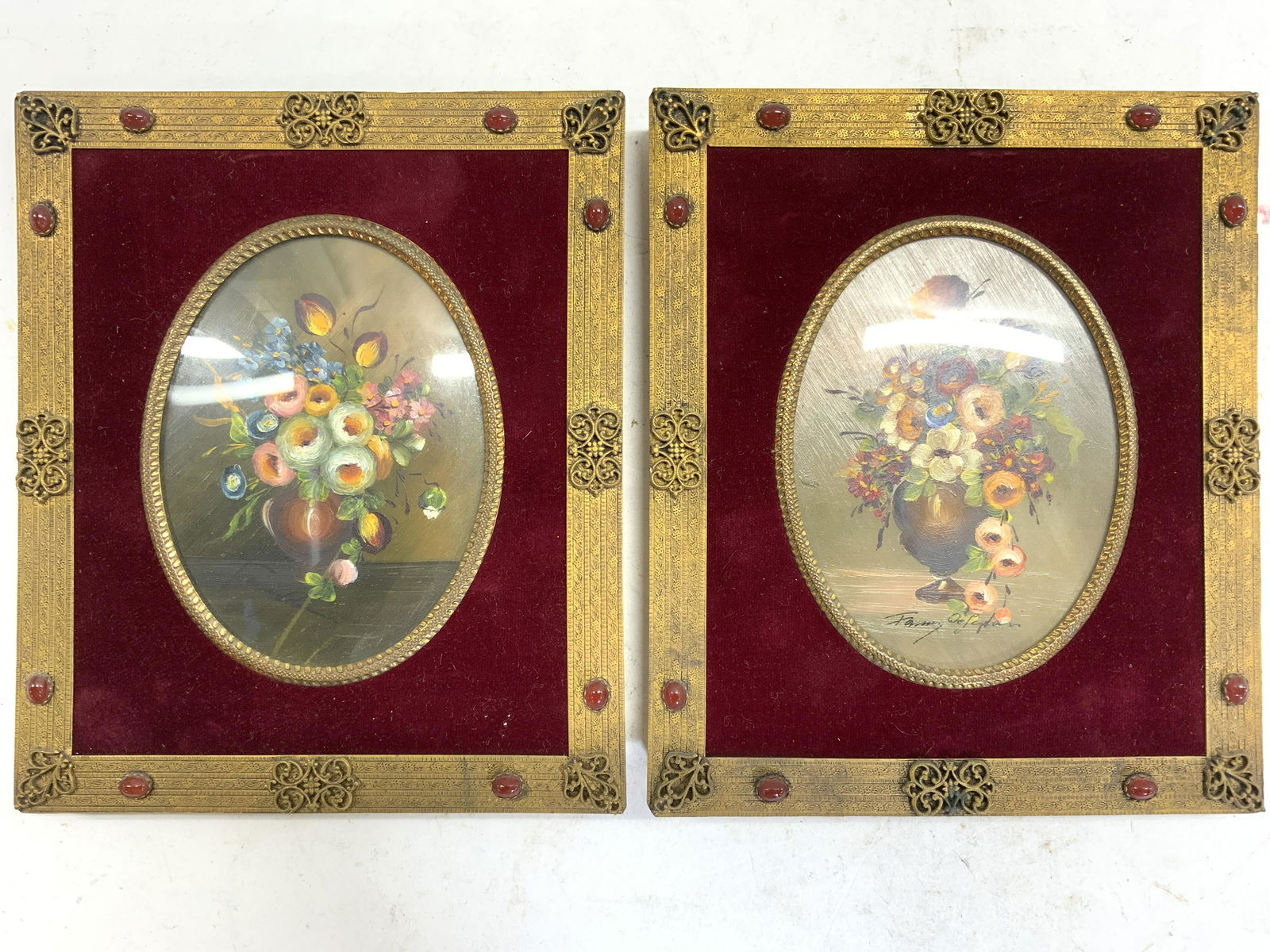 Lot 2 Framed Signed Floral Paintings On Board (1 of 9)