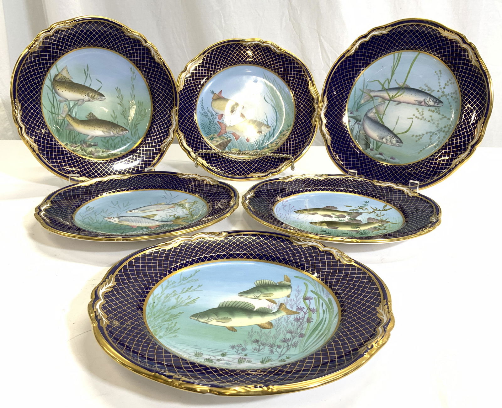 Lot 6 SPODE Porcelain Fish Plates (1 of 10)