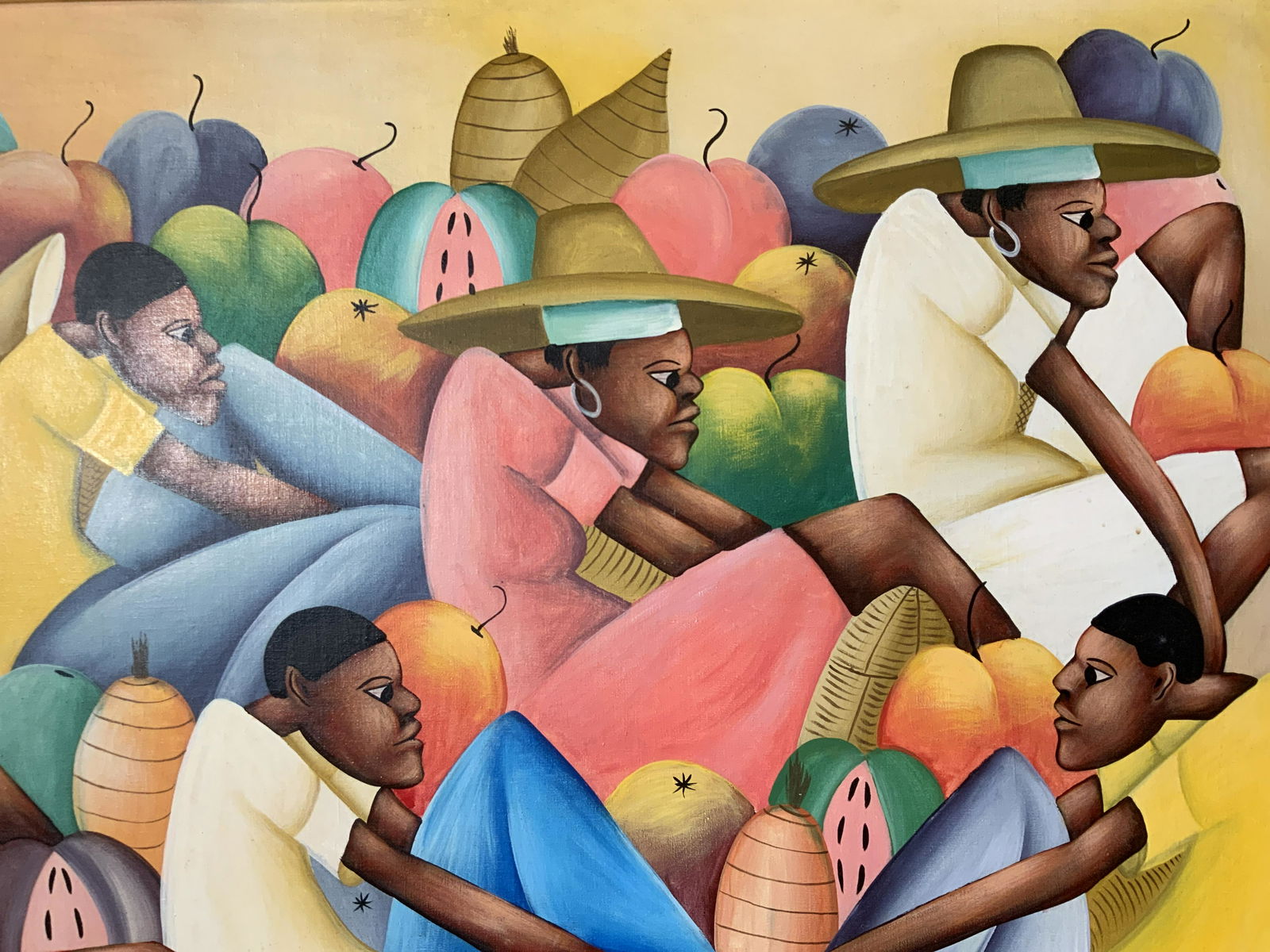 SIGNED Acrylic on Board African Fruit Farmers (1 of 13)