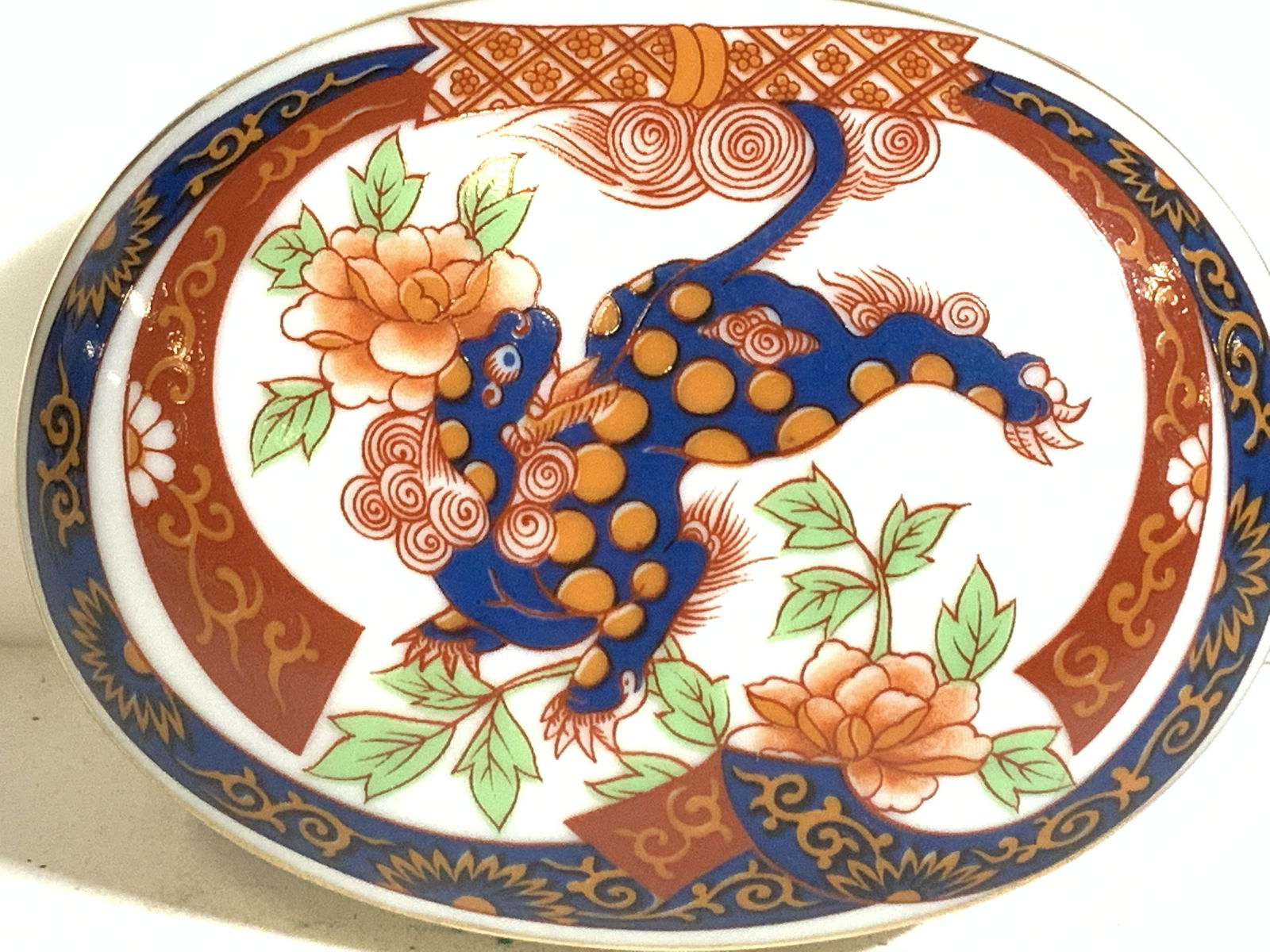 Hand Painted Porcelain Trinket Box W Dragon Motif (1 of 6)