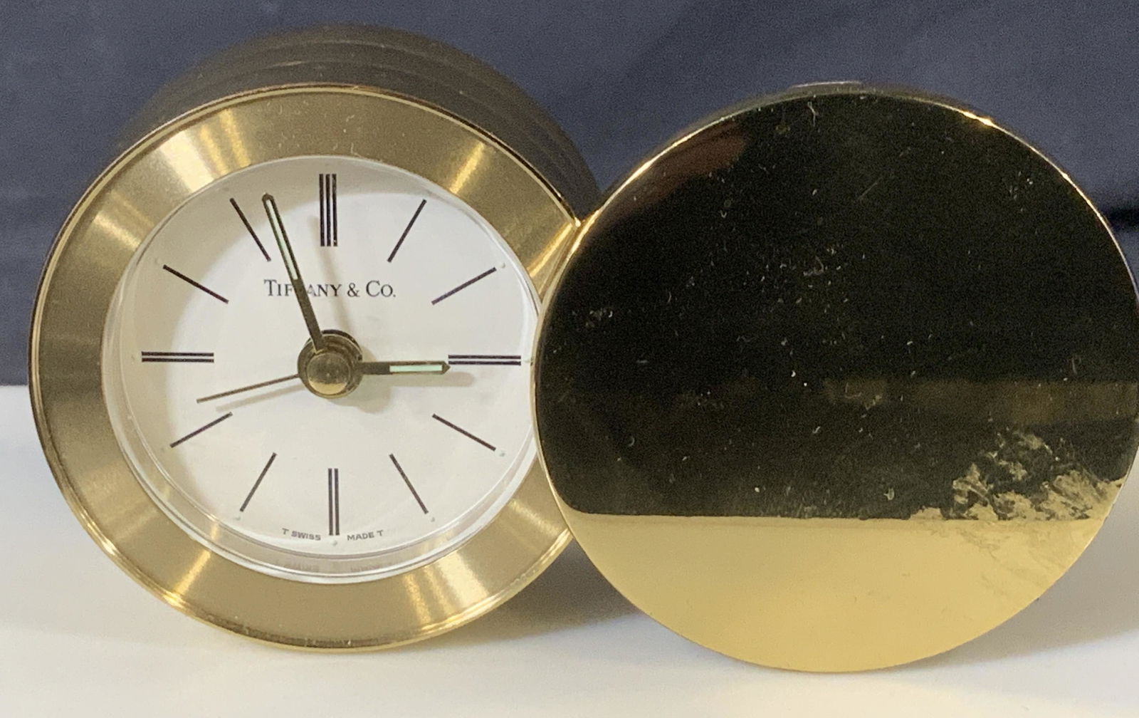 TIFFANY & Co. Brass Quartz Clock, Switzerland (1 of 6)