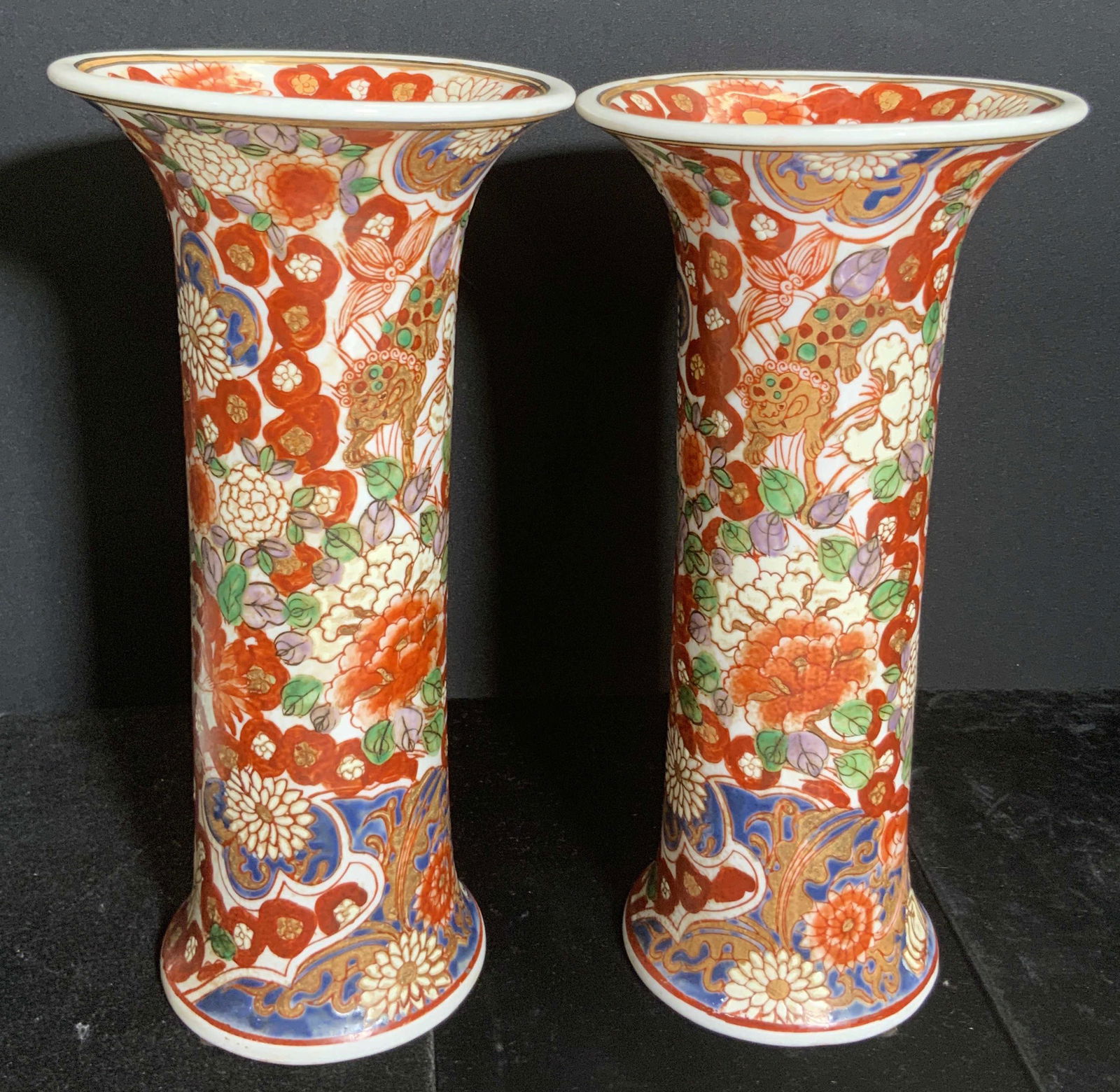 Pr Vntg Asian Signed Hand Painted Porcelain Vases (1 of 17)