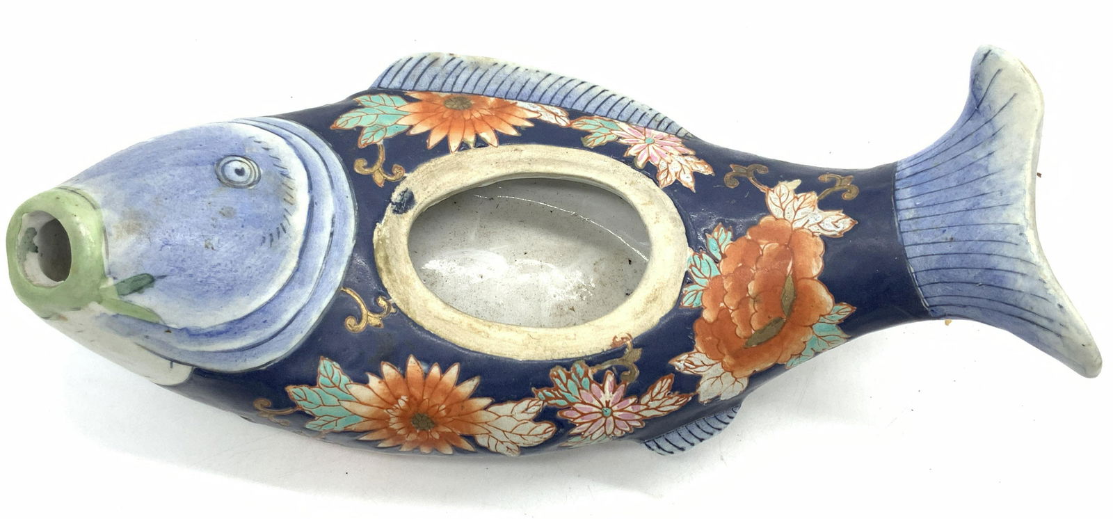SIGNED Vintage Ornate Asian Ceramic Fish Vessel (1 of 11)