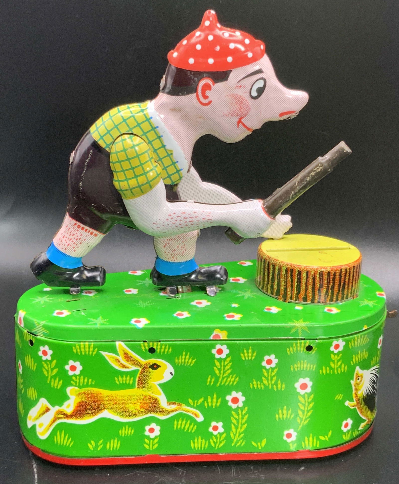 Vintage WOODCUTTER Tin Toy Mechanical Coin Bank (1 of 17)