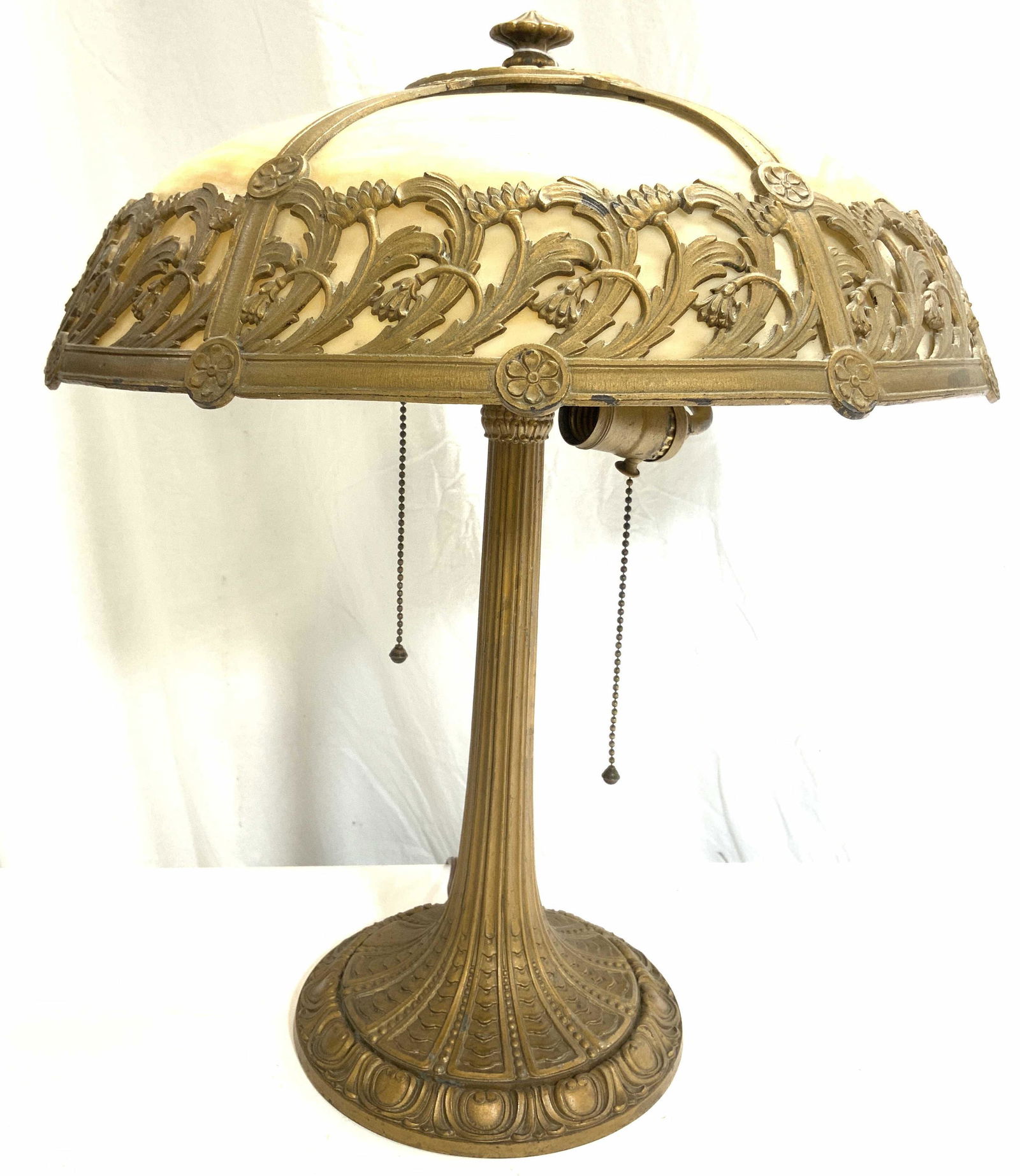 Vintage Metal Slag Glass Shade Lamp (1 of 10)