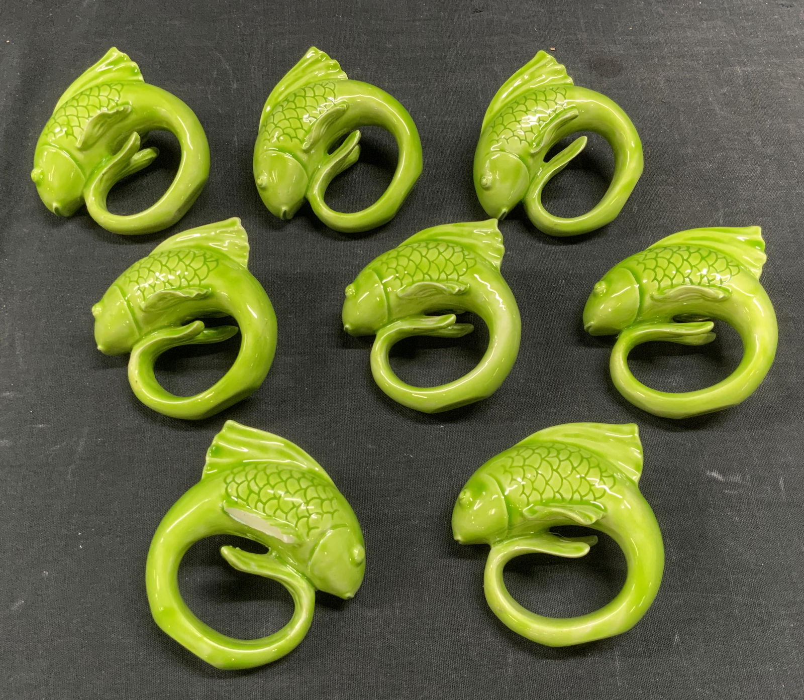 Set 8 Porcelain Koi Fish Napkin Rings (1 of 5)